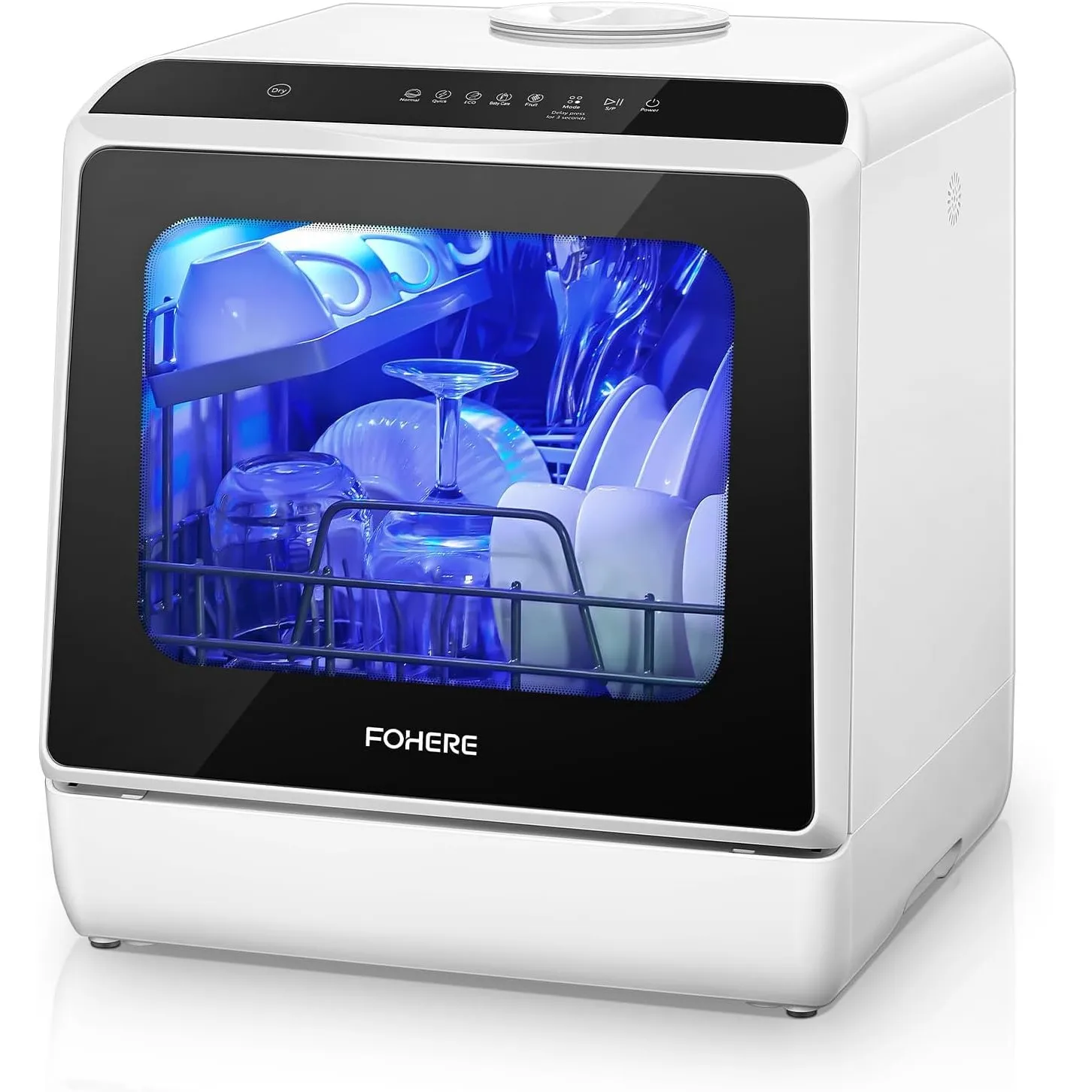 FOHERE Mini Spülmaschine mit 5L Tank, Timer-Funktion, 2-in-1 water supply, 6 Programme, LED-Display, Tischgeschirrspüle…