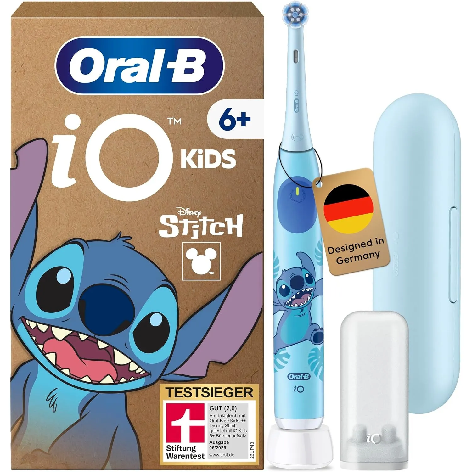 Oral-B iO Kids 6 Plus Disney Stitch Elektrische Zahnbürste für Kinder, Blau