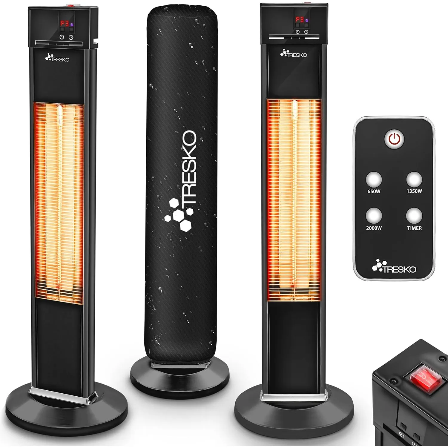 TRESKO® Infrarot Heizstrahler 2000W mit Fernbedienung für Innen & Außen