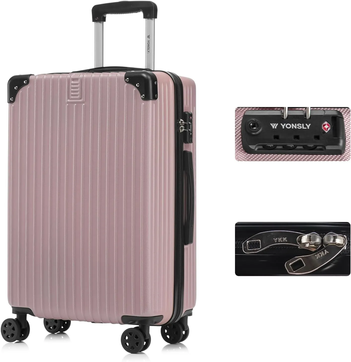 Premium Reisekoffer TSA-Schloss,YKK-Reißverschluss Hartschalen-Koffer Trolley Rollkoffer Suitcase Handgepäck 4 Rollen (…