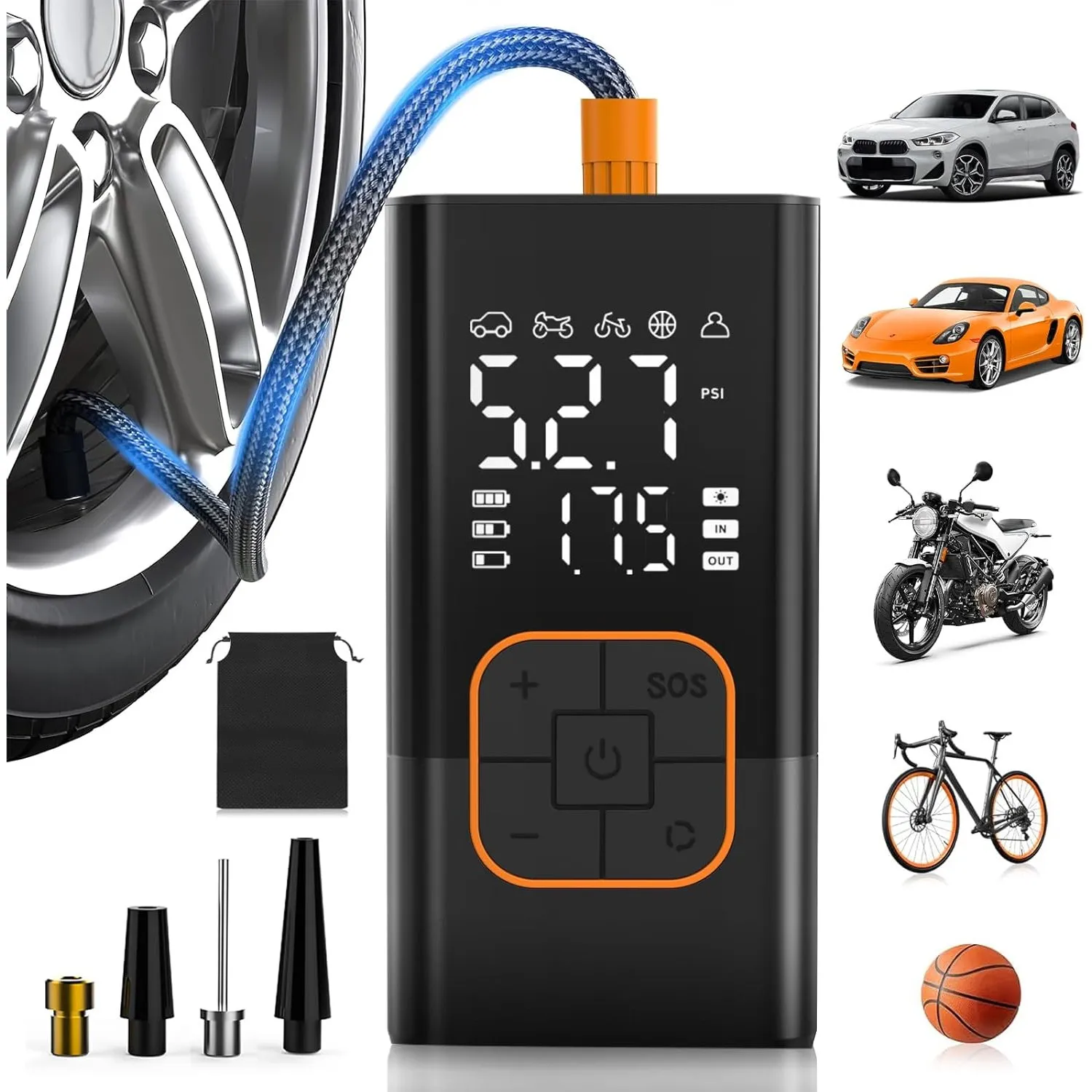 Elektrische Luftpumpe, Kabellose akku Reifenpumpe & Fahrradpumpe