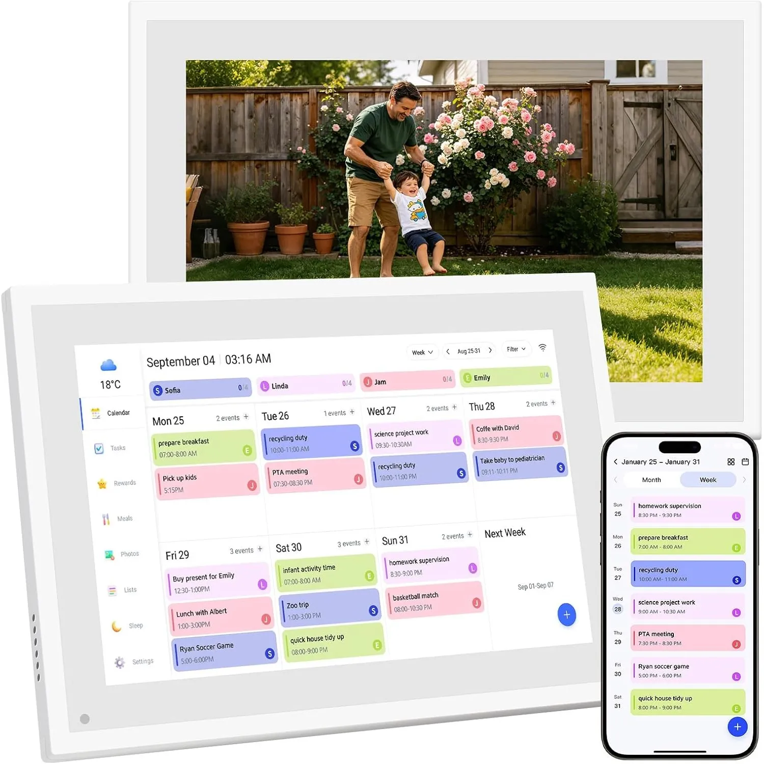 10.1 Zoll Digitaler Kalender | Elektronischer Kalender 32GB, 1080P Full HD Digitaler Terminplaner mit Touchscreen, Haus…