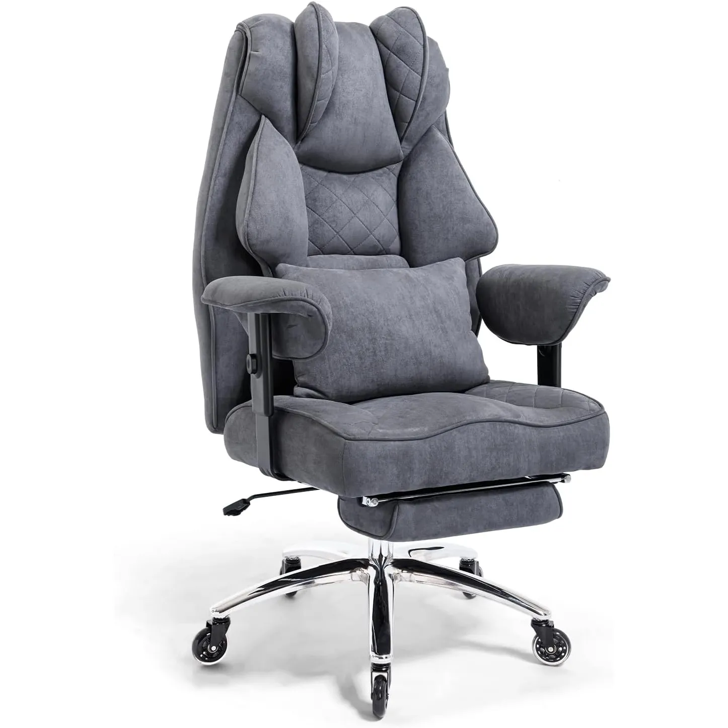 Ergonomischer Bürostuhl 200kg, Chefsessel mit Fußstütze, Schreibtischstuhl mit Lendenkissen, Bequem XXL Breiter Sitzflä…