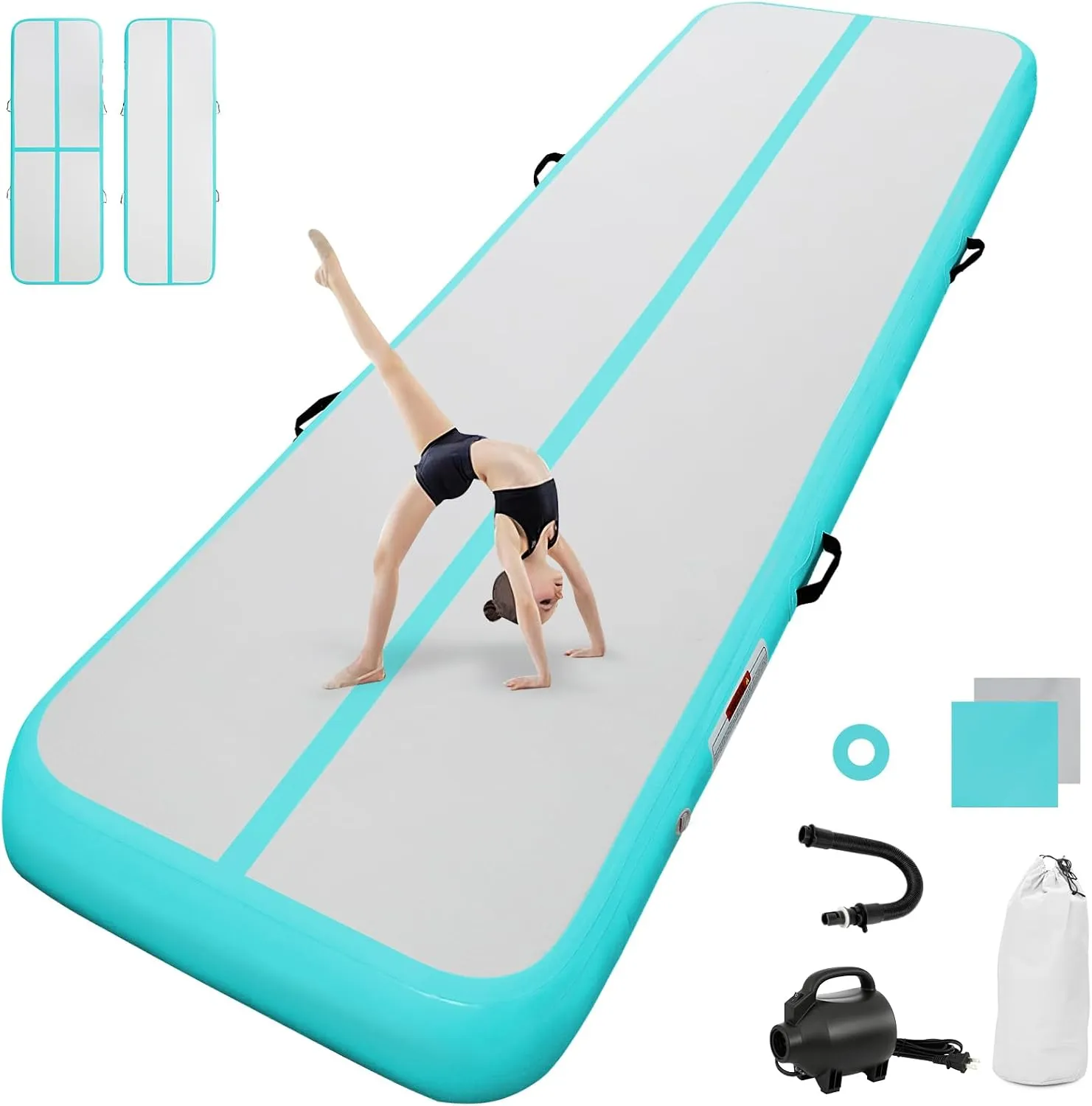 airtrack Inflatable Tumbling Mat with Electric Air Pump, Gym Mat for Gymnastics, Yoga, Camping/Training, 10/20 cm High …