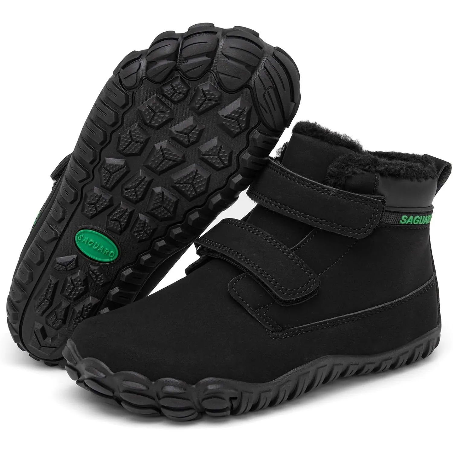 SAGUARO Kinder Winter Barfußschuhe Winterschuhe mit Warm Gefütterte & Breite Zehenbox, Gr.24-36