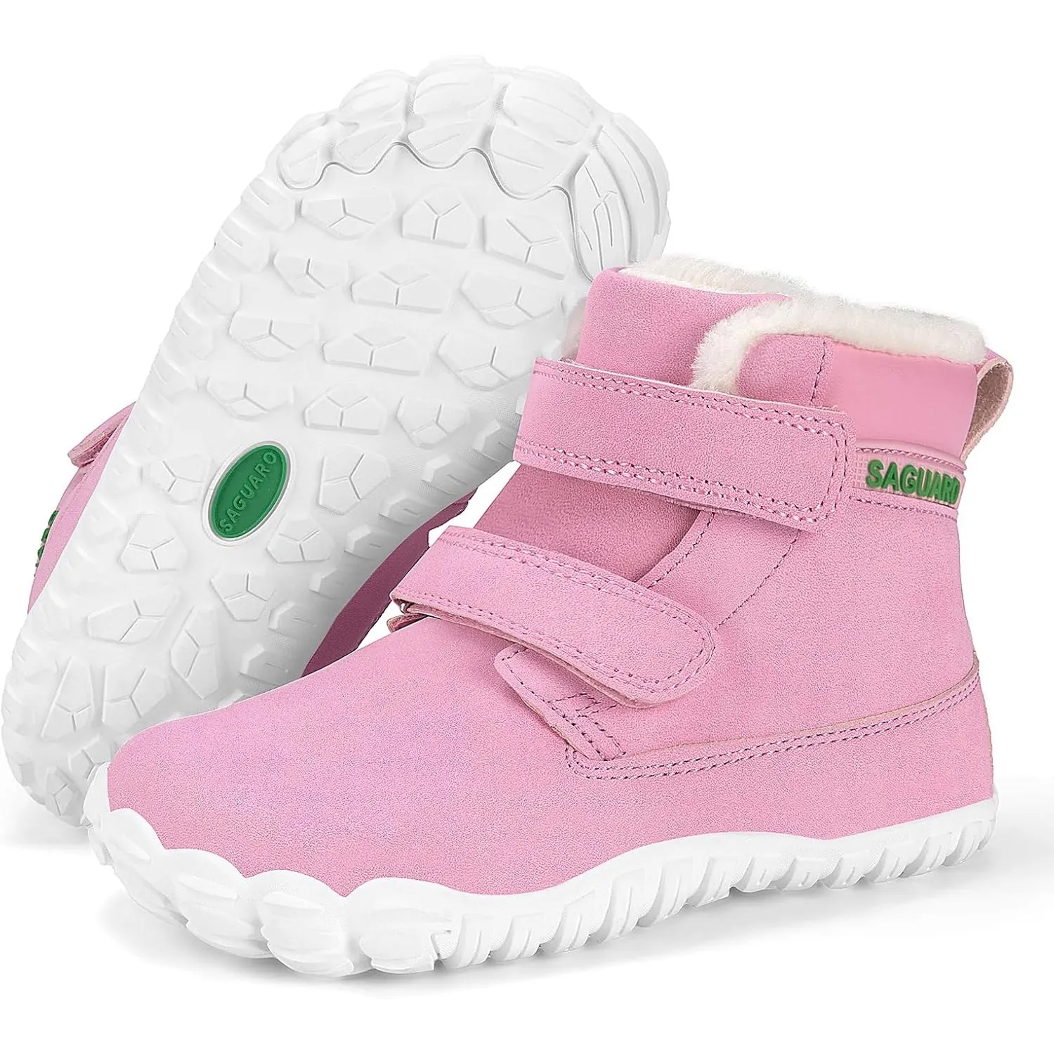 SAGUARO Kinder Winter Barfußschuhe Winterschuhe mit Warm Gefütterte & Breite Zehenbox, Gr.24-36