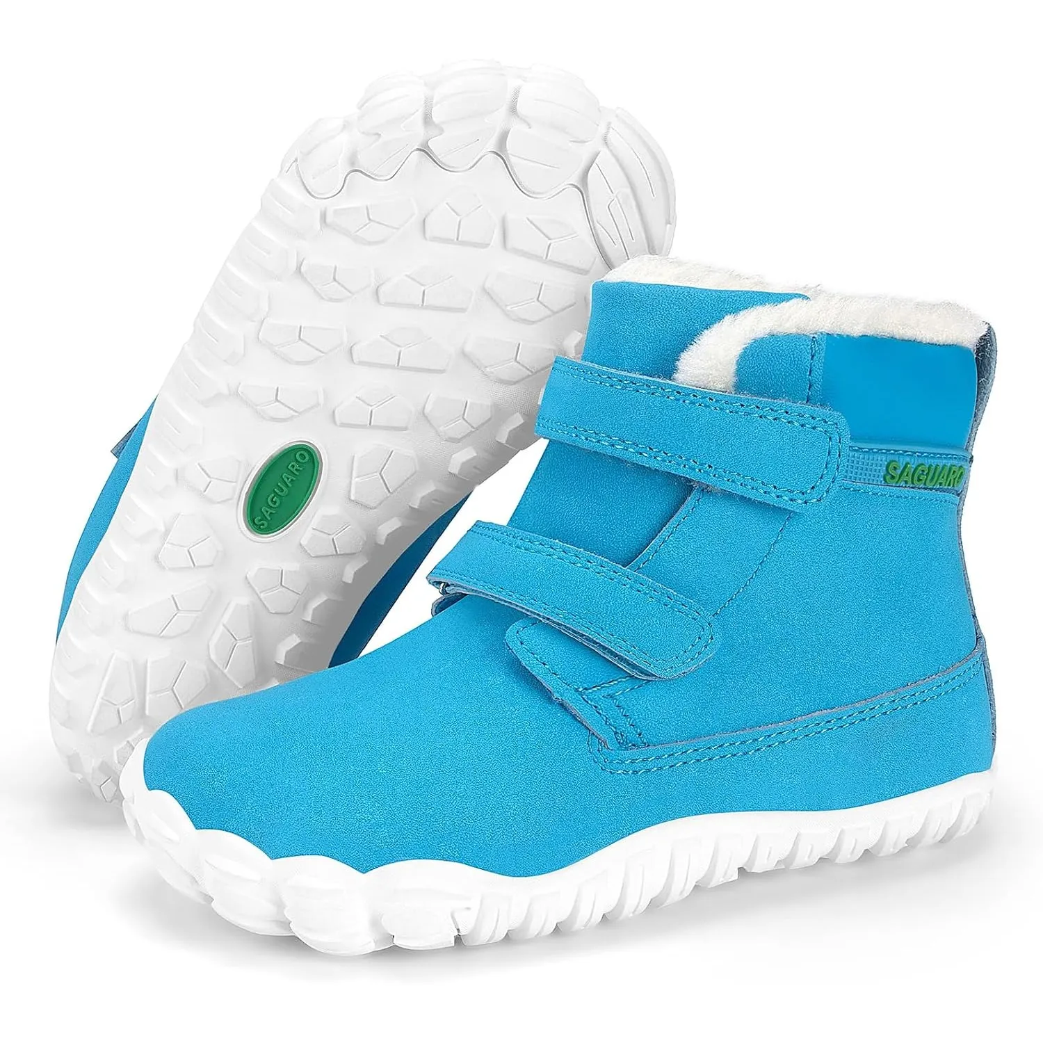 SAGUARO Kinder Winter Barfußschuhe Winterschuhe mit Warm Gefütterte & Breite Zehenbox, Gr.24-36