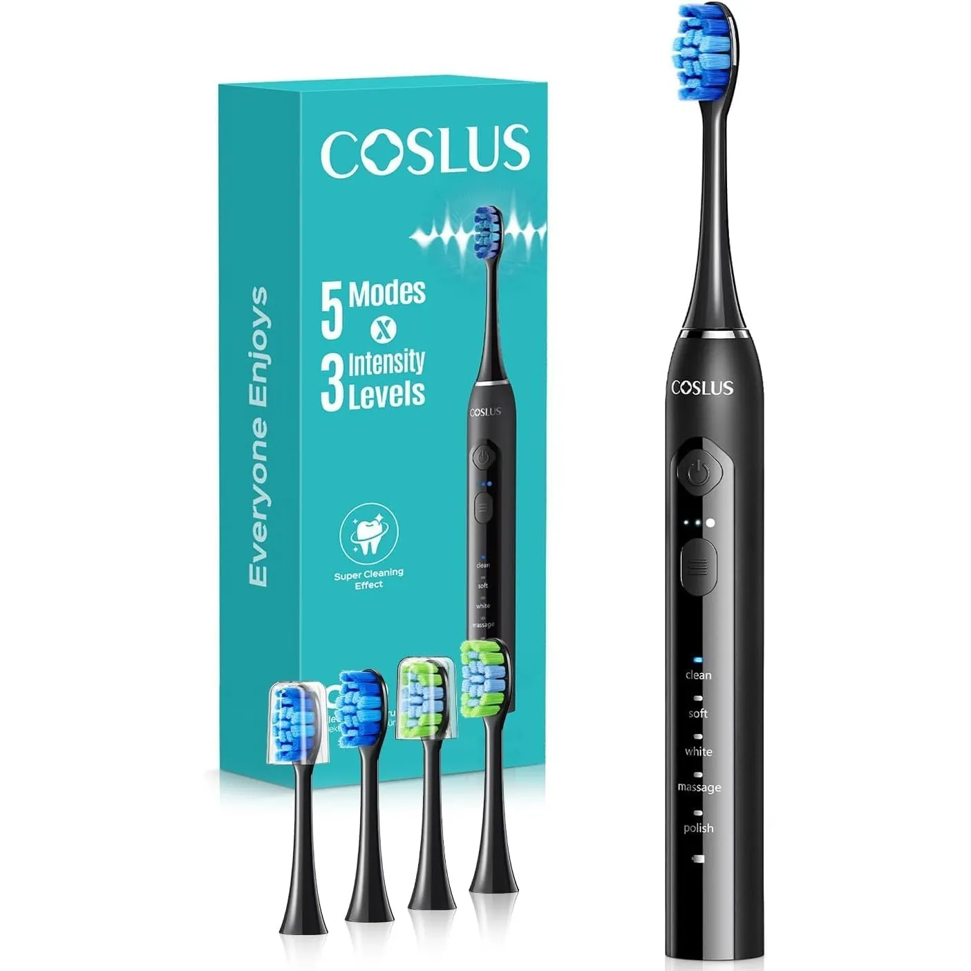 COSLUS C30 Elektrische Zahnbürste, Schallzahnbürste Blauschwarz