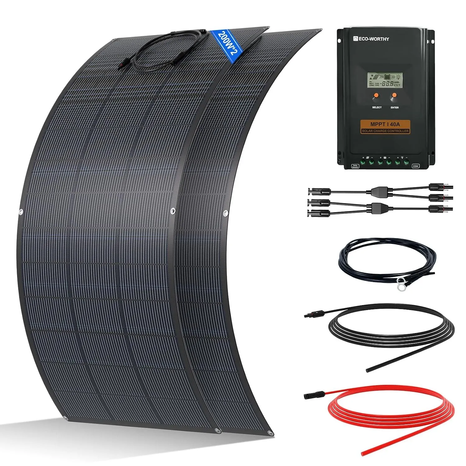 ECO-WORTHY 400W Solarpanel Flexibel Kit netzunabhängig System