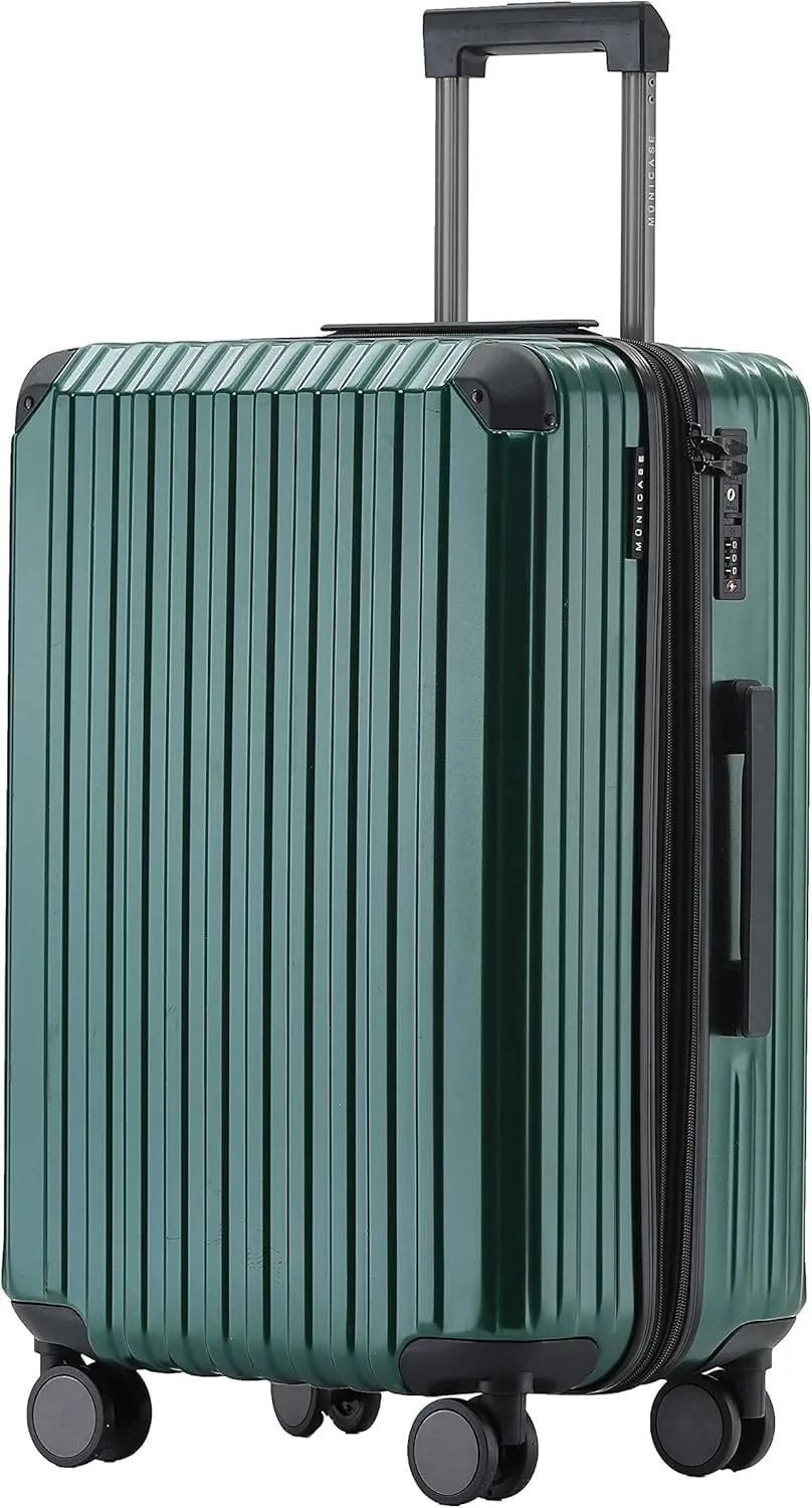 Münicase M816 TSA-Schloss Koffer Reisekoffer Trolley Kofferset Hardschale Boardcase (Dunkelgreen, Mittler Koffer)