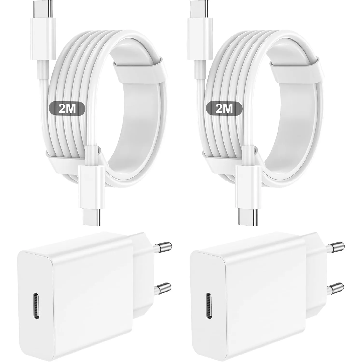 2er Pack 20W USB-C Ladegerät mit 2M+2M USB-C schnellladekabel, Schnellladegerät Für iPhone 17/16/15/Air/e/Pro/Pro Max/P…