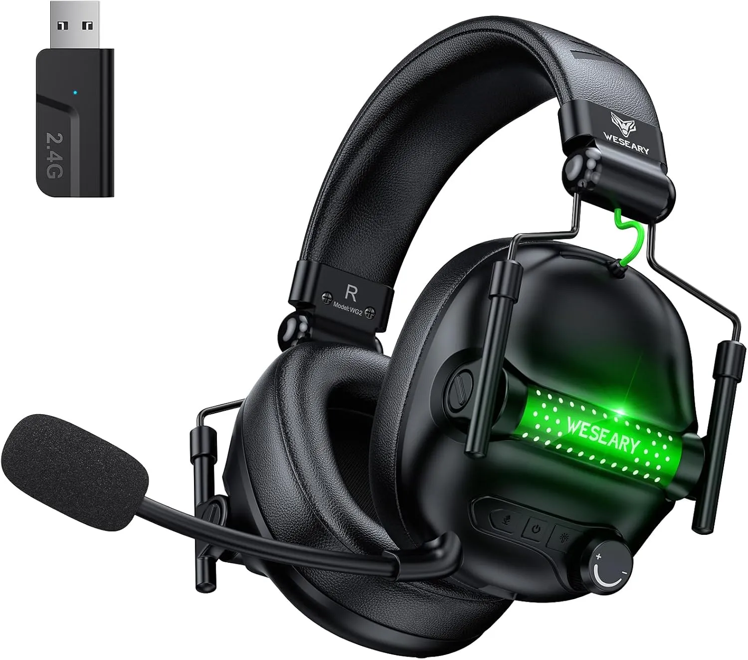WESEARY WG2 2,4G Wireless Gaming Headset mit Mikrofon Bluetooth Kopfhörer für PS5, PS4, PC, Switch, Mac, Faltbarer 7.1 …