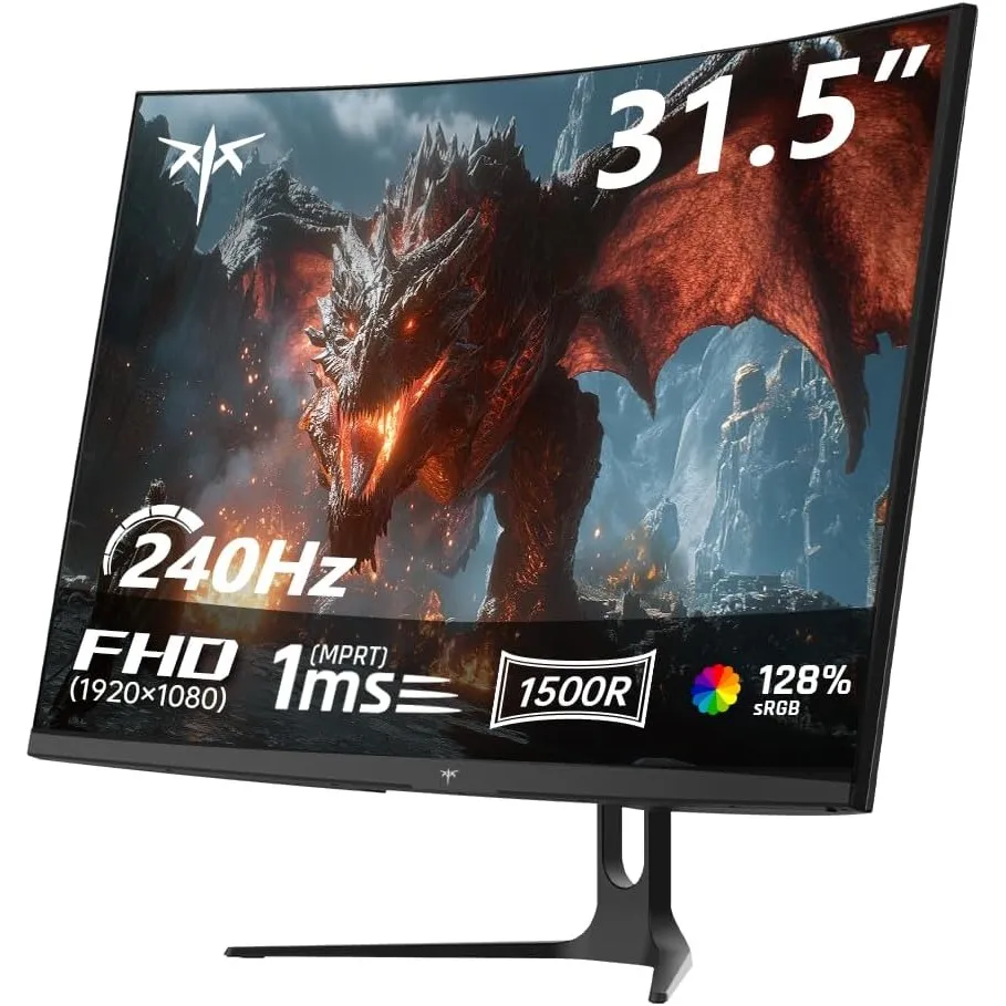 KTC 32 Zoll Curved Gaming Monitor, FHD 1920×1080, 240Hz, VA Panel, 1500R, 5000:1 Kontrast, 1ms MPRT, HDR10, AMD FreeSyn…