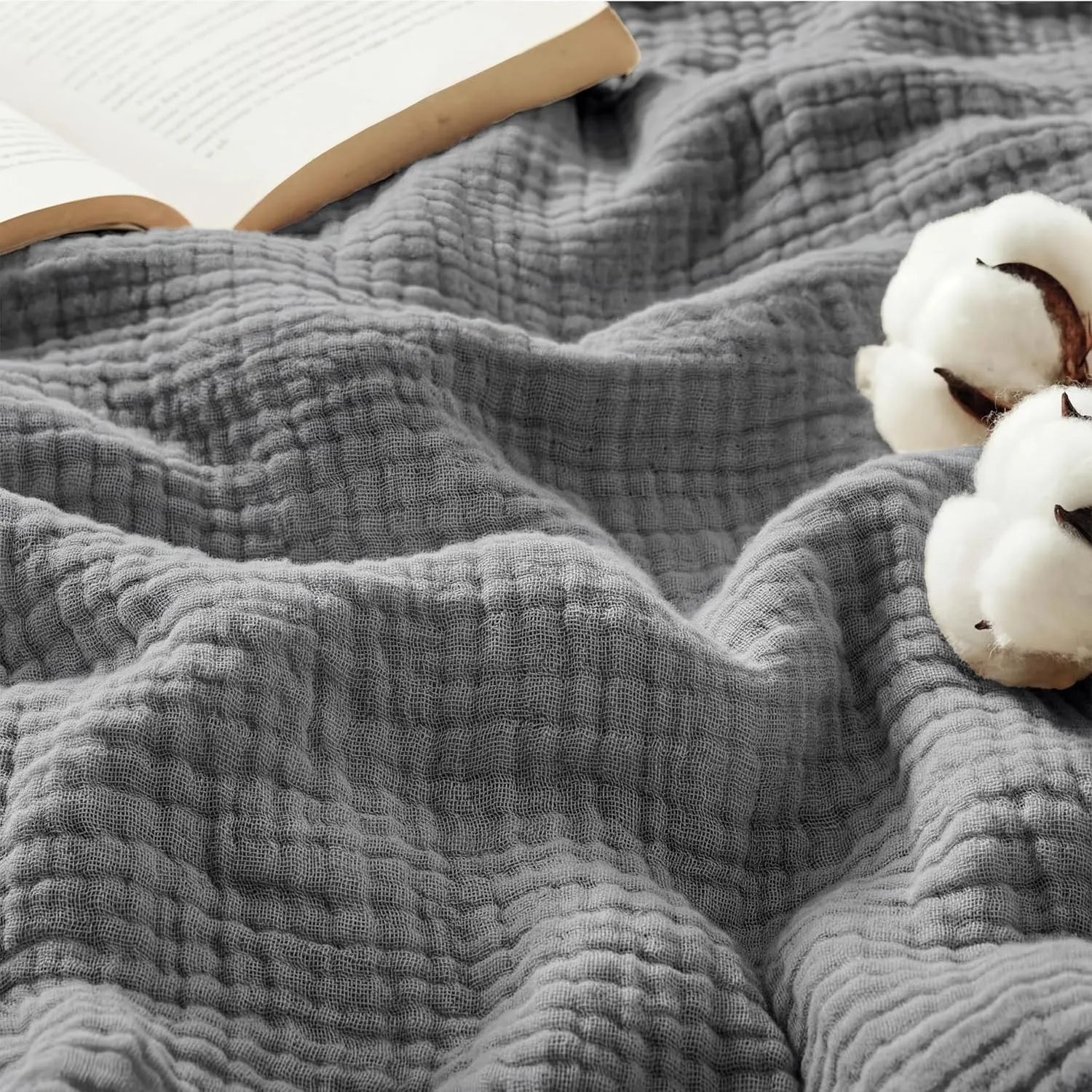 BEDSURE Musselin Decke 100% Baumwolldecke Tagesdecke - Gazedecke für Couch, Weich und Leicht Sofadecke & Blanket, Somme…
