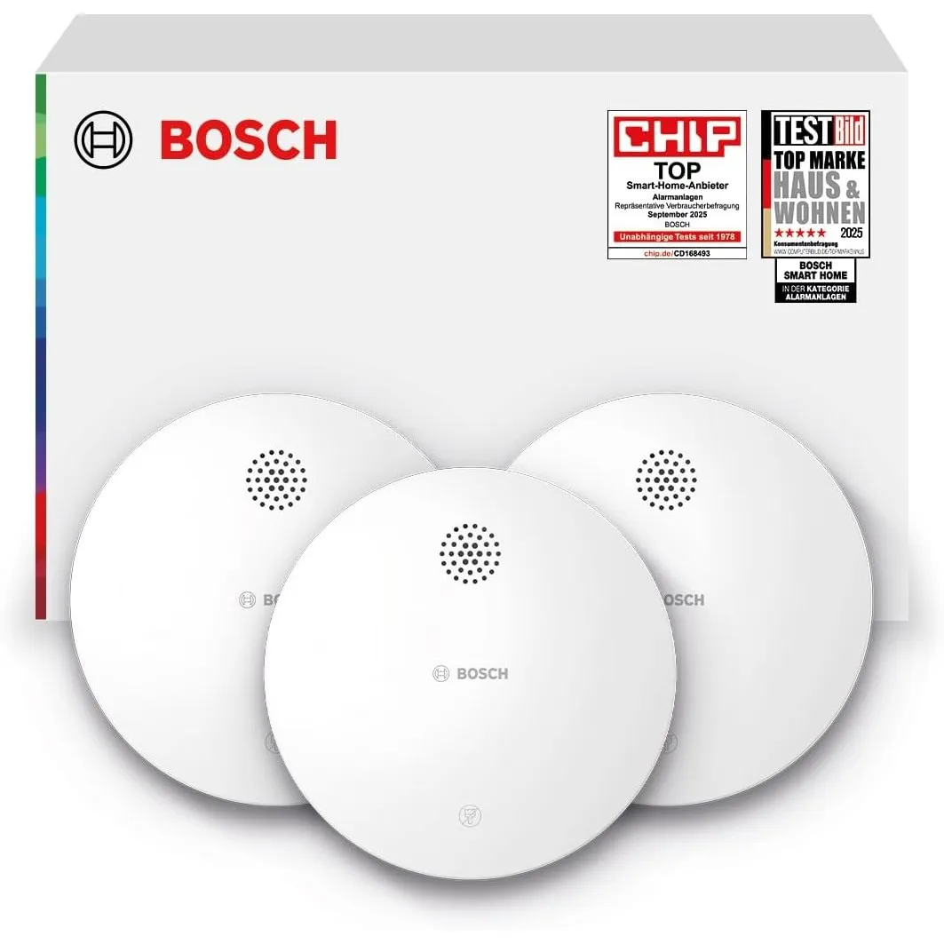 Bosch Smart Home Rauchwarnmelder II, Smarter Rauchmelder mit Sirene & App-Alarm, vernetzter Brandschutz im ganzen Zuhau…