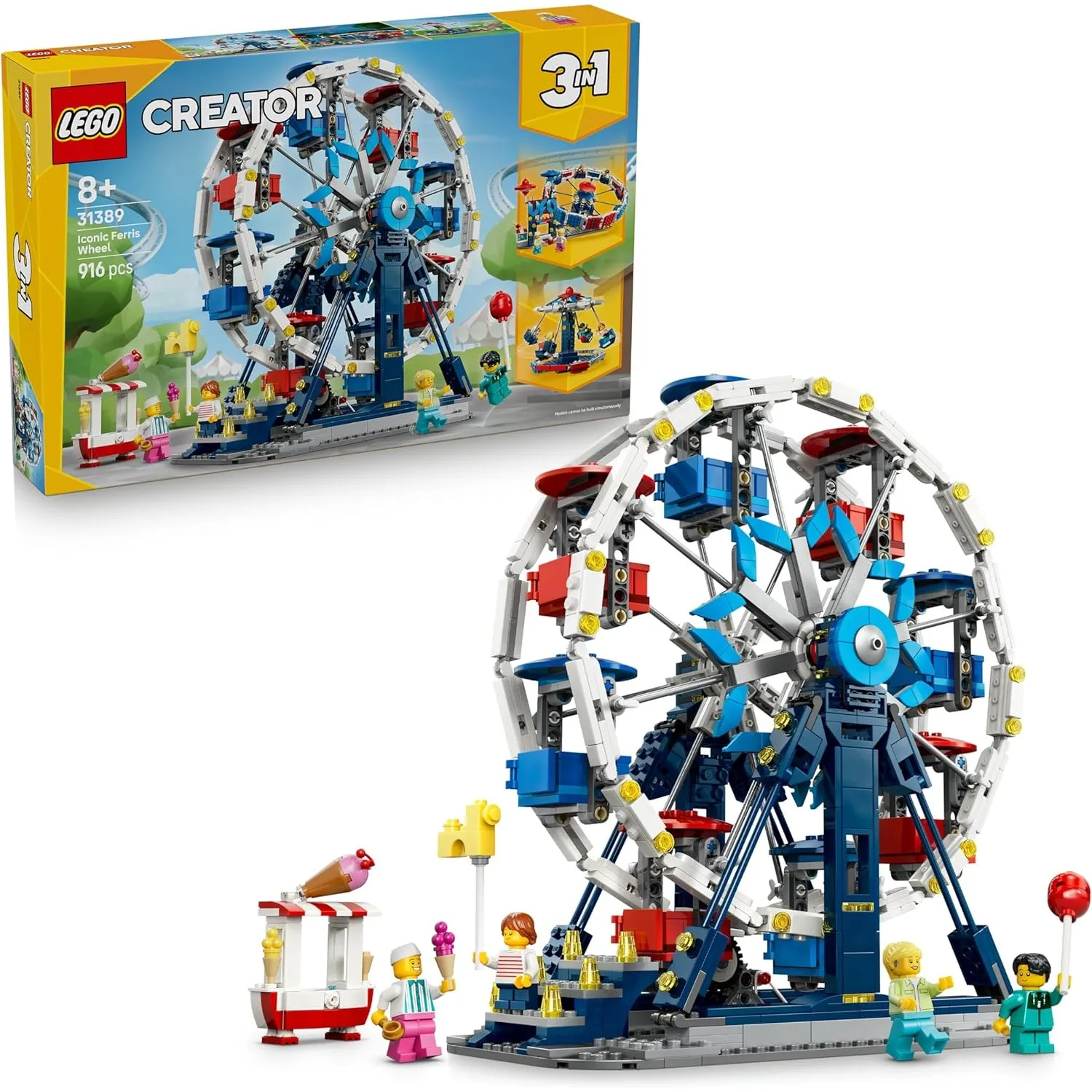 LEGO Creator 3-in-1-Set Legendäres Riesenrad - Spielzeug mit 3 Bauoptionen: Riesenrad, UFO-Fahrgeschäft oder Karussell …