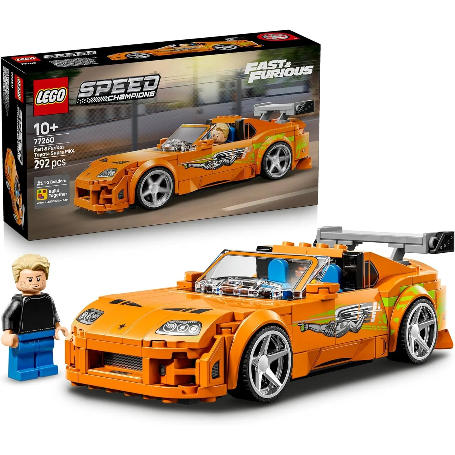 LEGO Speed Champions The Fast and The Furious Toyota Supra MK4 - Auto Spielzeug - Modellbau mit Bryan O'Conner Minifigu…