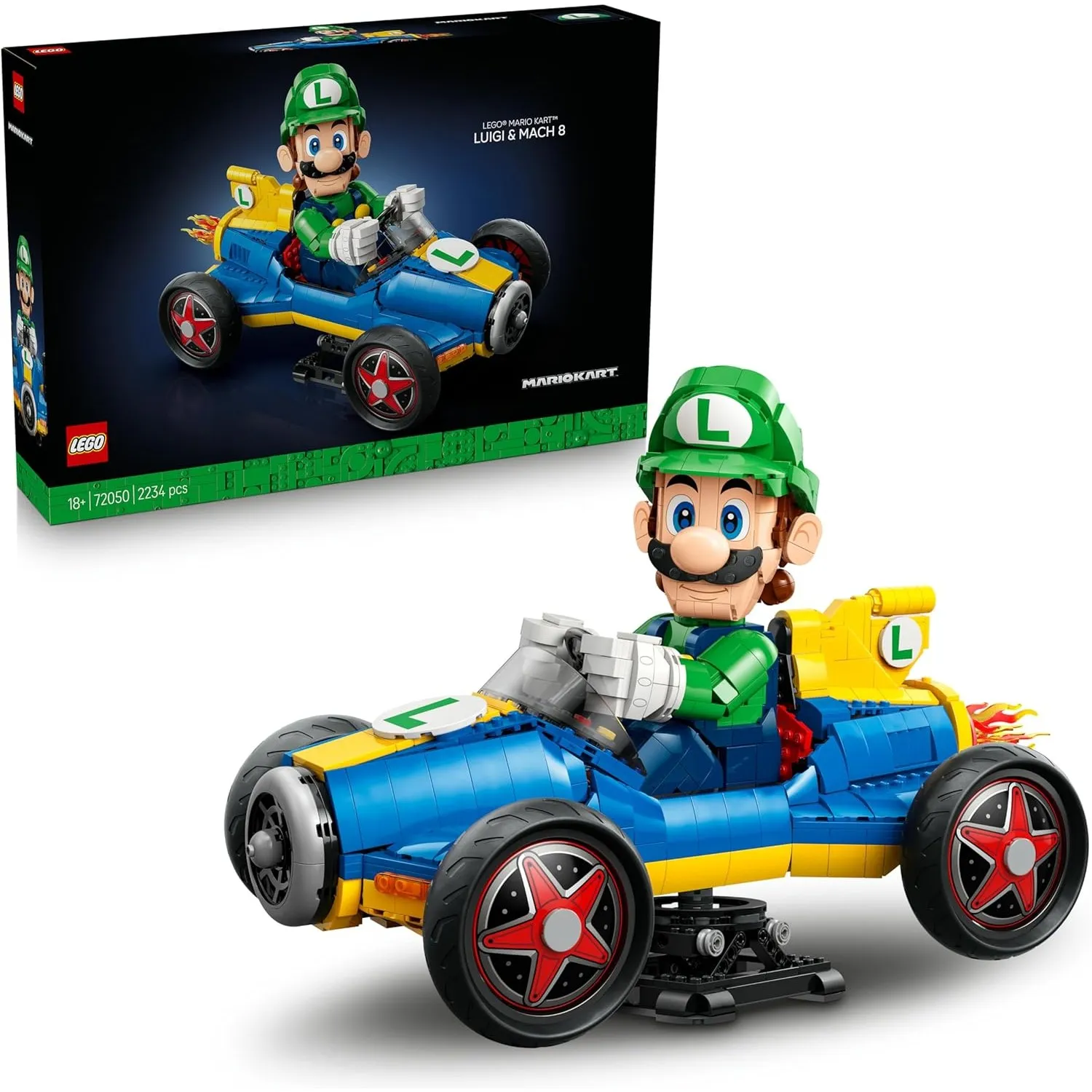 LEGO Super Mario: Mario Kart: Luigi & Turboflitzer - Nintendo Figur und Auto Modellbau für Erwachsene - Sammelbares Gam…