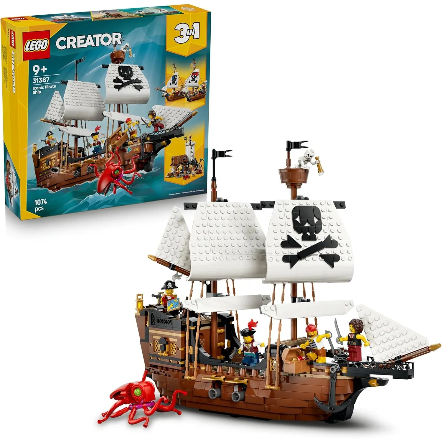 LEGO Creator Legendäres Piratenschiff Spielzeug - Modellbau mit 2 Bauoptionen - Burg oder 2 Zwillingsboote - Kinderzimm…