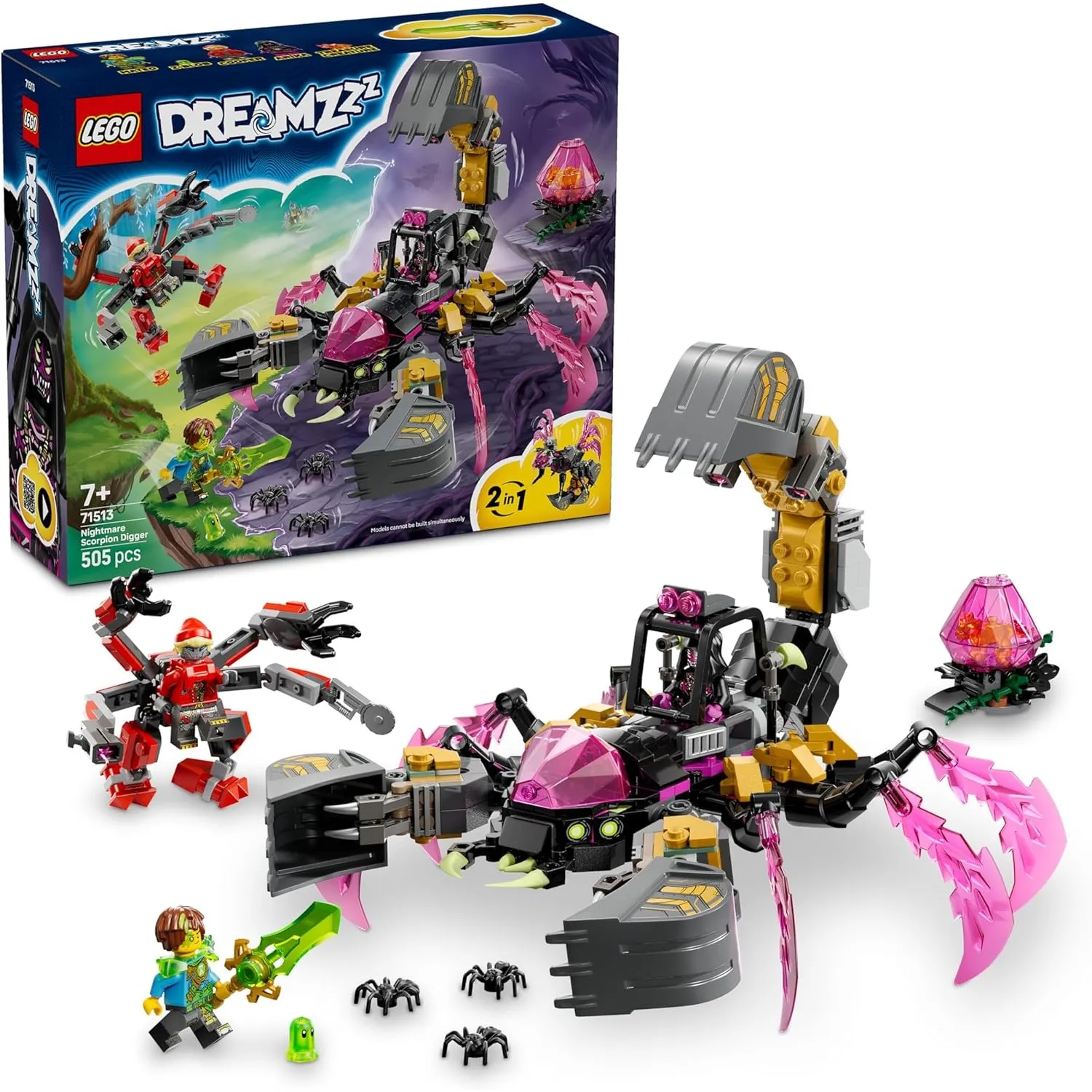 LEGO DREAMZzz 2in1 Albtraum-Skorpionbagger - Spielzeug in Wespenfigur verwandelbar - inkl. 3 Minifiguren und Einer samm…