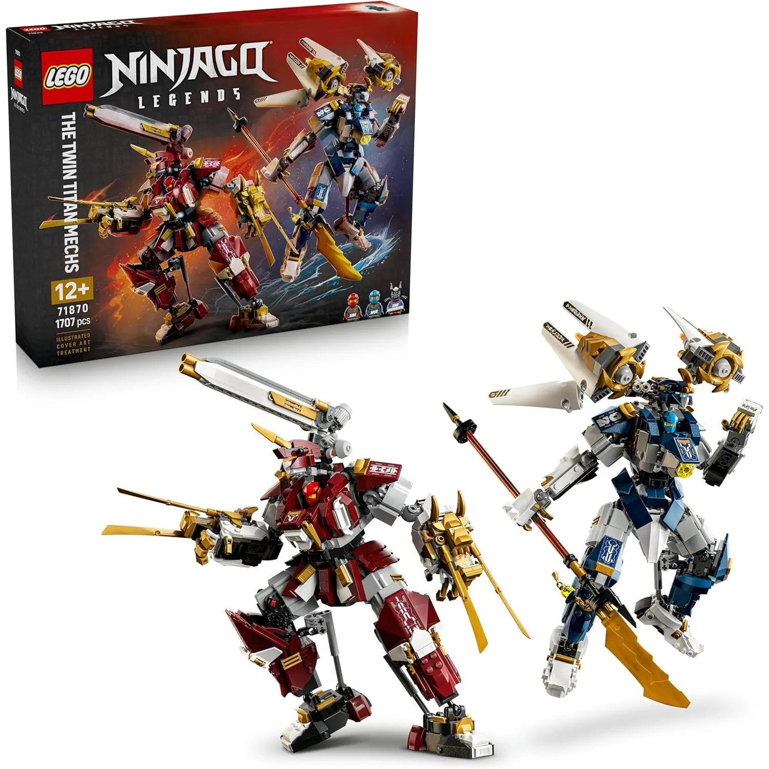 LEGO NINJAGO Die Zwillings-Titanmechs - Ninja Spielset mit 2 Actionfiguren & 3 Minifiguren inkl. Kai und NYA - Kinderzi…