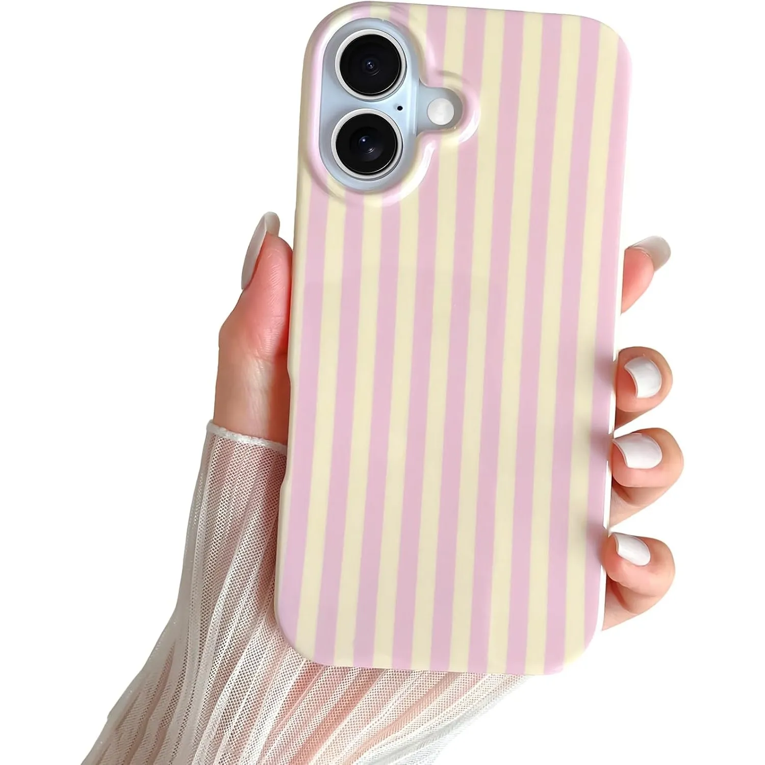 Kompatibel mit iPhone 16 Hülle, Süßes Striped Handyhülle, Weiches TPU, Schlanke, Stoßfeste Telefonabdeckung für Frauen …