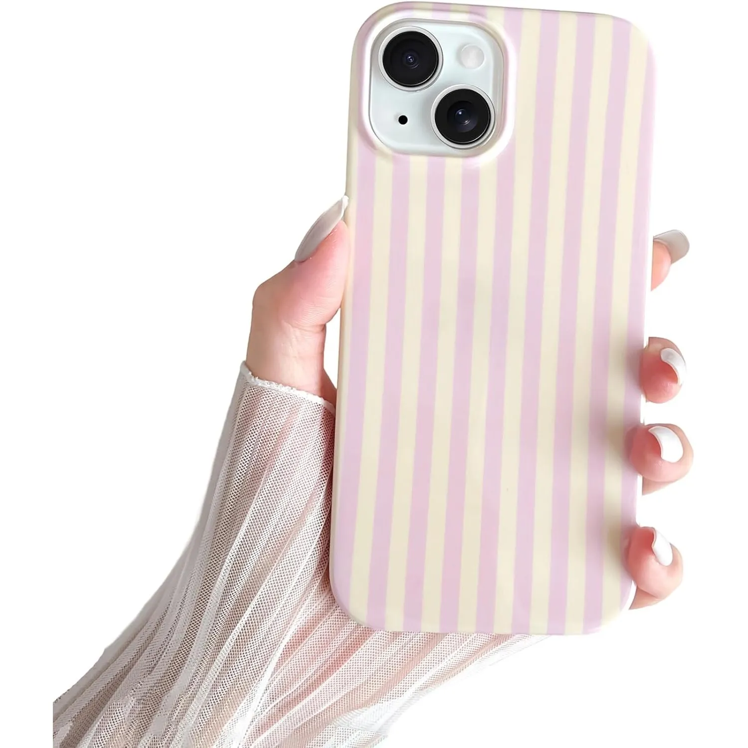 Kompatibel mit iPhone 13 Hülle, Süßes Striped Handyhülle, Weiches TPU, Schlanke, Stoßfeste Telefonabdeckung für Frauen …
