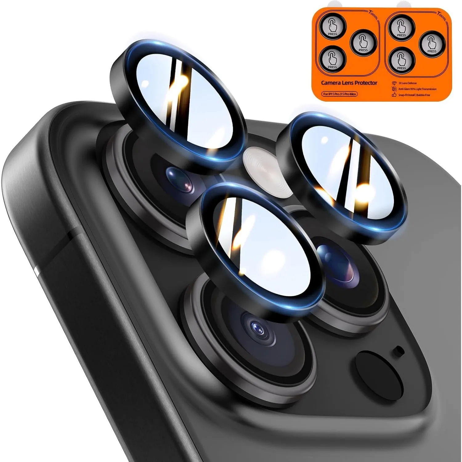 TOCOL 2 Sets für iPhone 15 Pro, iPhone 15 Pro Max Kameraschutz, Ultra HD Individualschutz, 9H+ Härte Robuster Kratzfest…