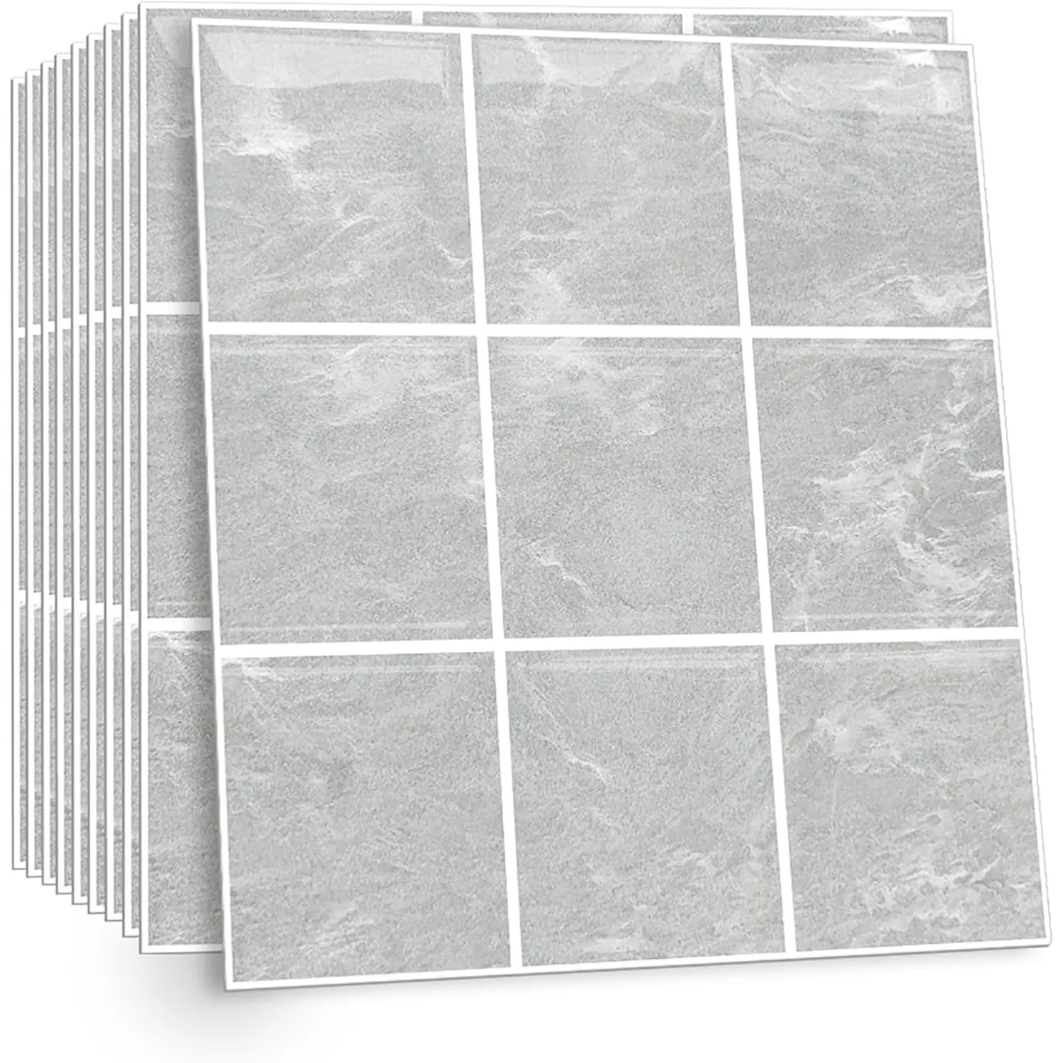2D Grau Marmor Klebefliesen Kueche Selbstklebend 30x30cm 10er