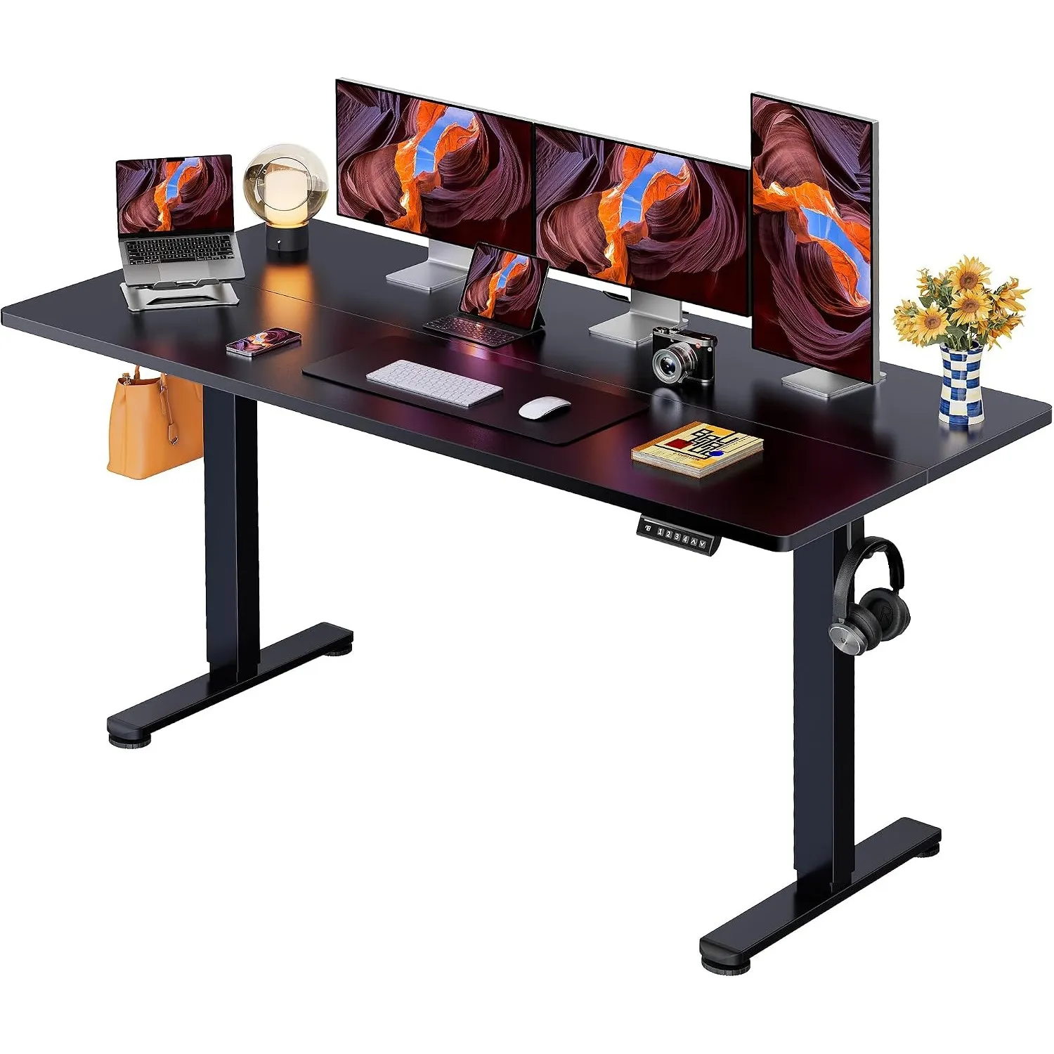 ErGear Höhenverstellbarer Schreibtisch 160x80cm 4-Speicher Geteilte Platte