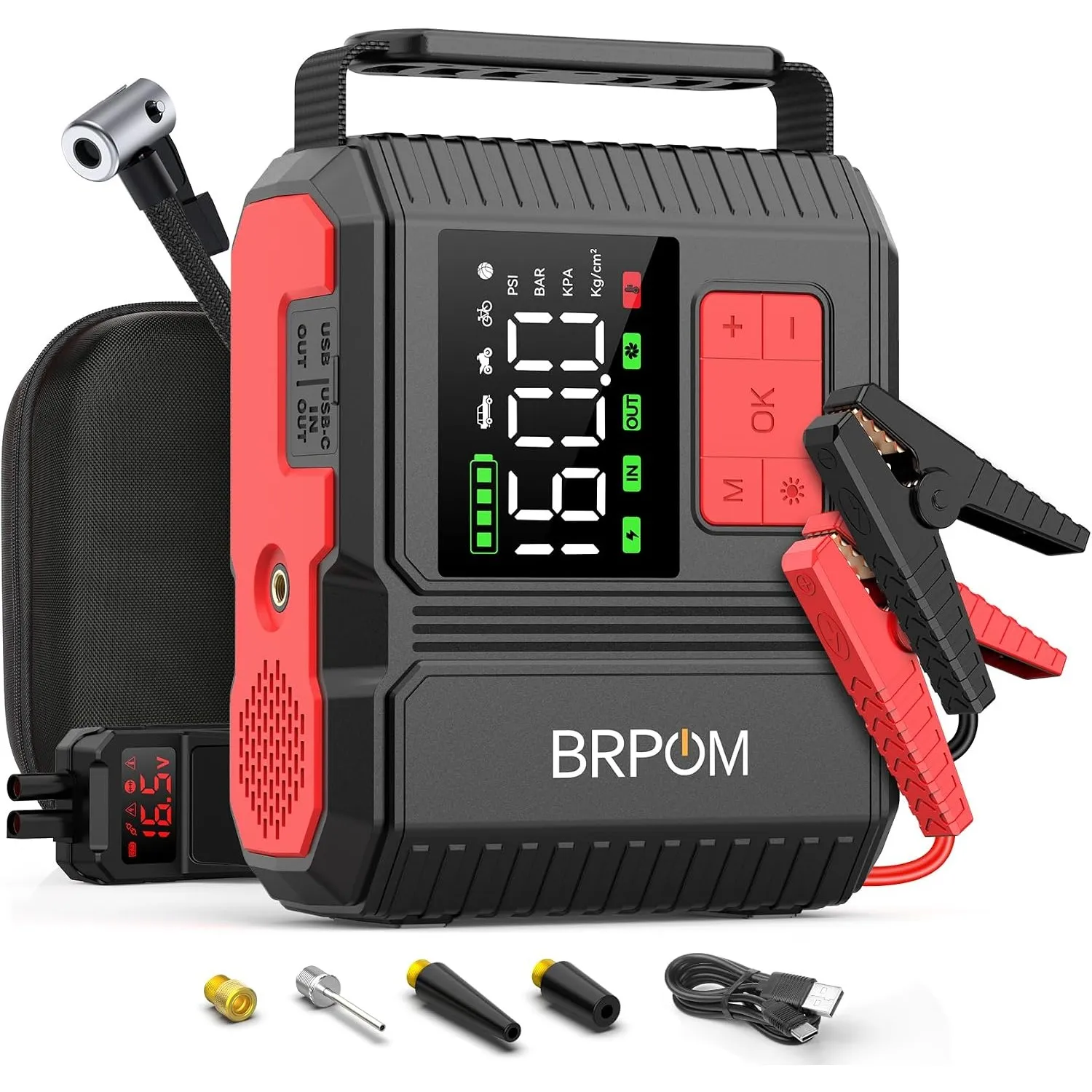 9000A &160PSI BRPOM Starthilfe Powerbank für Pkw mit Kompressor Auto Starthilfe Powerbank für All Benzin und 12.0L Dies…