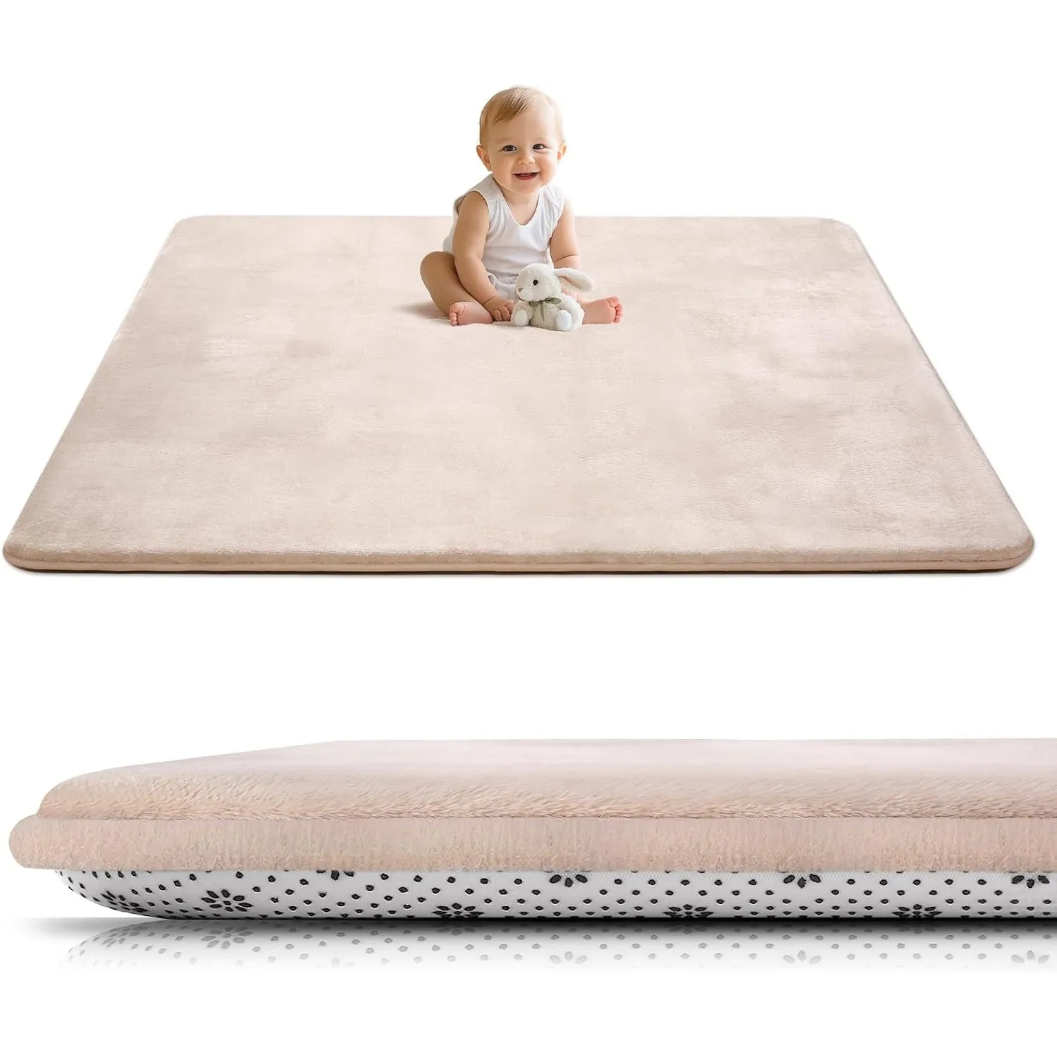Krabbelmatte Baby Spielmatte 150x200x3cm krabbeldecke, Beige