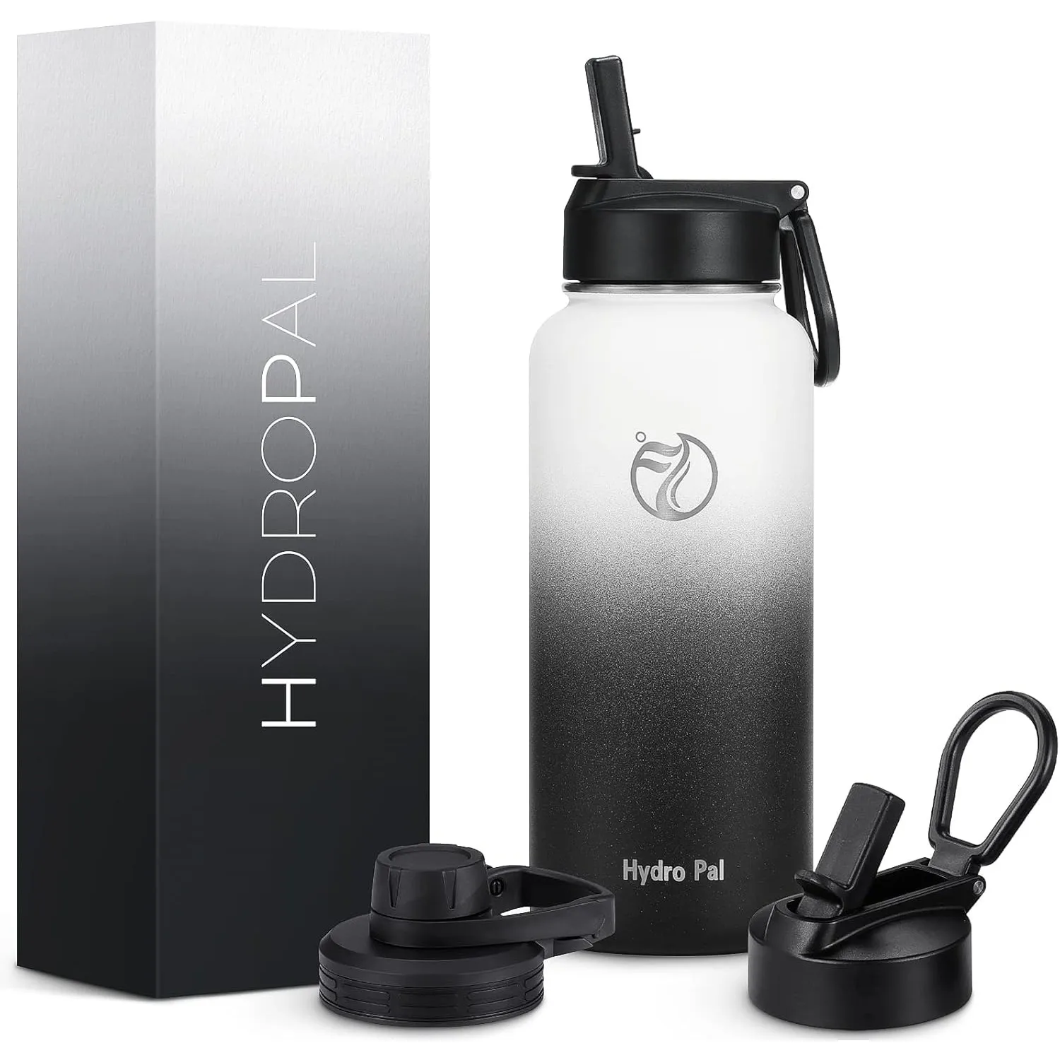 HydroPal 1.9L Edelstahl Isolierflasche,Trinkflasche mit Strohhalm 2 Deckel | BPA-frei, 24h kalt & 12h heiß Vakuumflasch…
