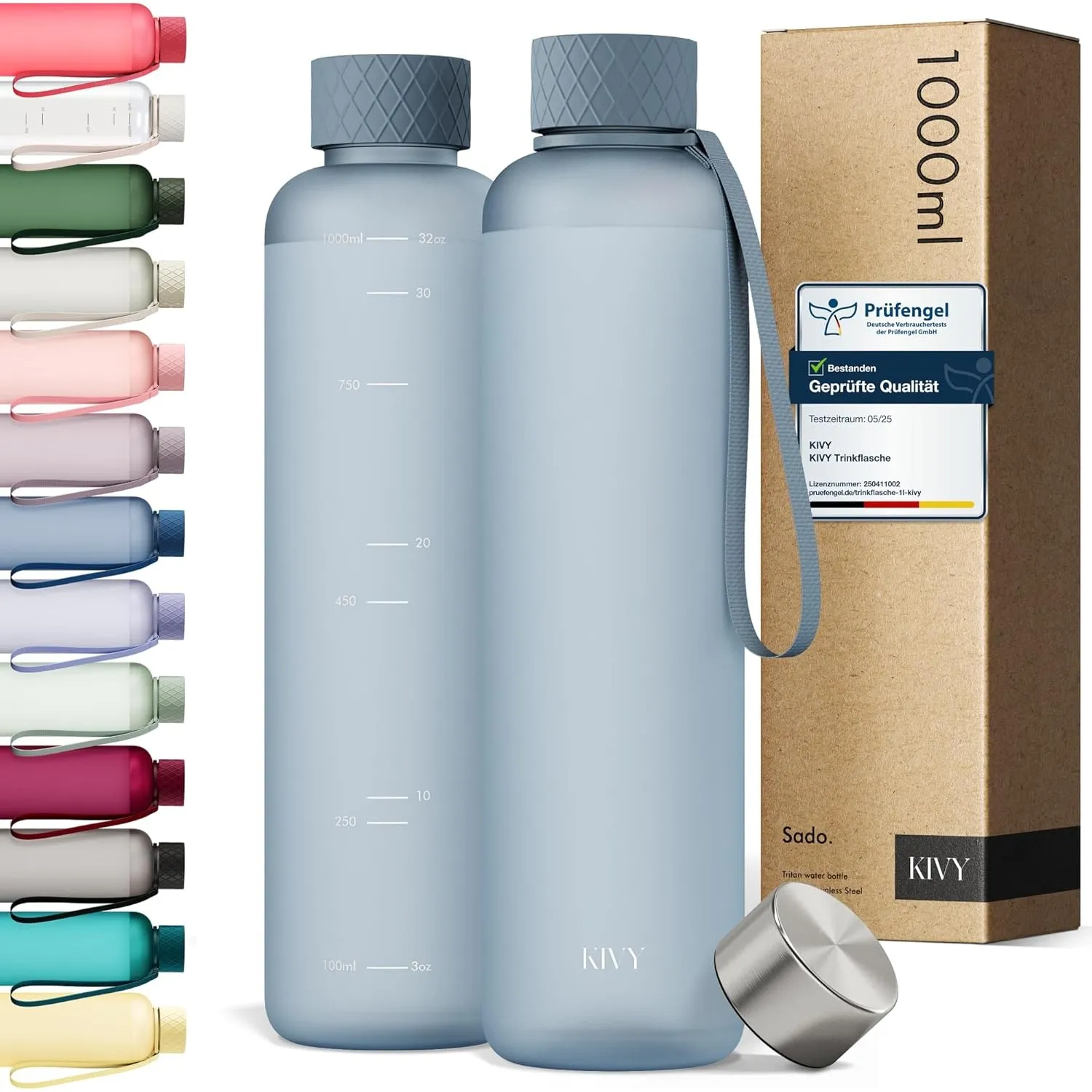 KIVY Trinkflasche 1l aus Tritan - Kohlensäure geeignet & Auslaufsicher | Für Sport, Schule & Büro - Sport Trinkflasche …