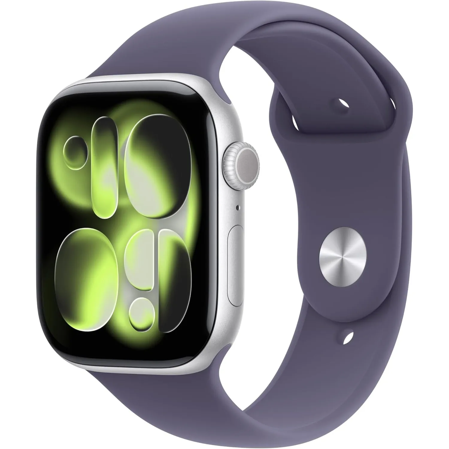 Apple Watch Series 11 GPS + Cellular 46 mm Smartwatch mit Aluminiumgehäuse in Silber und Sportarmband in Nebelviolett (…