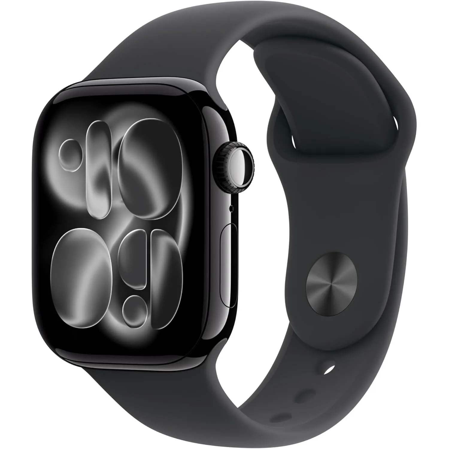 Apple Watch Series 11 GPS + Cellular 42 mm Smartwatch mit Aluminiumgehäuse in Diamantschwarz und Sportarmband in Schwar…