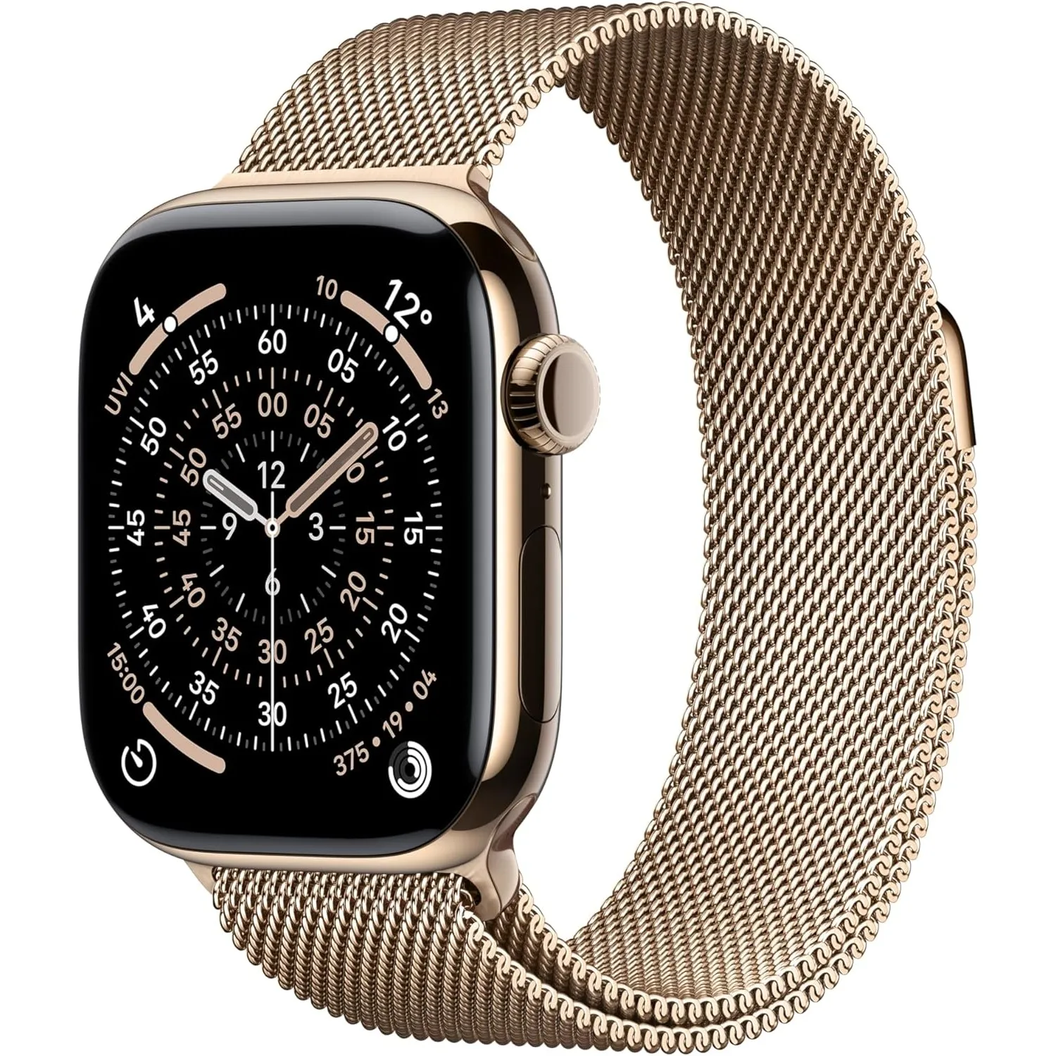 Apple Watch Series 11 GPS + Cellular 42 mm Smartwatch mit Titangehäuse in Gold und Milanaise Armband in Gold, Schlafind…