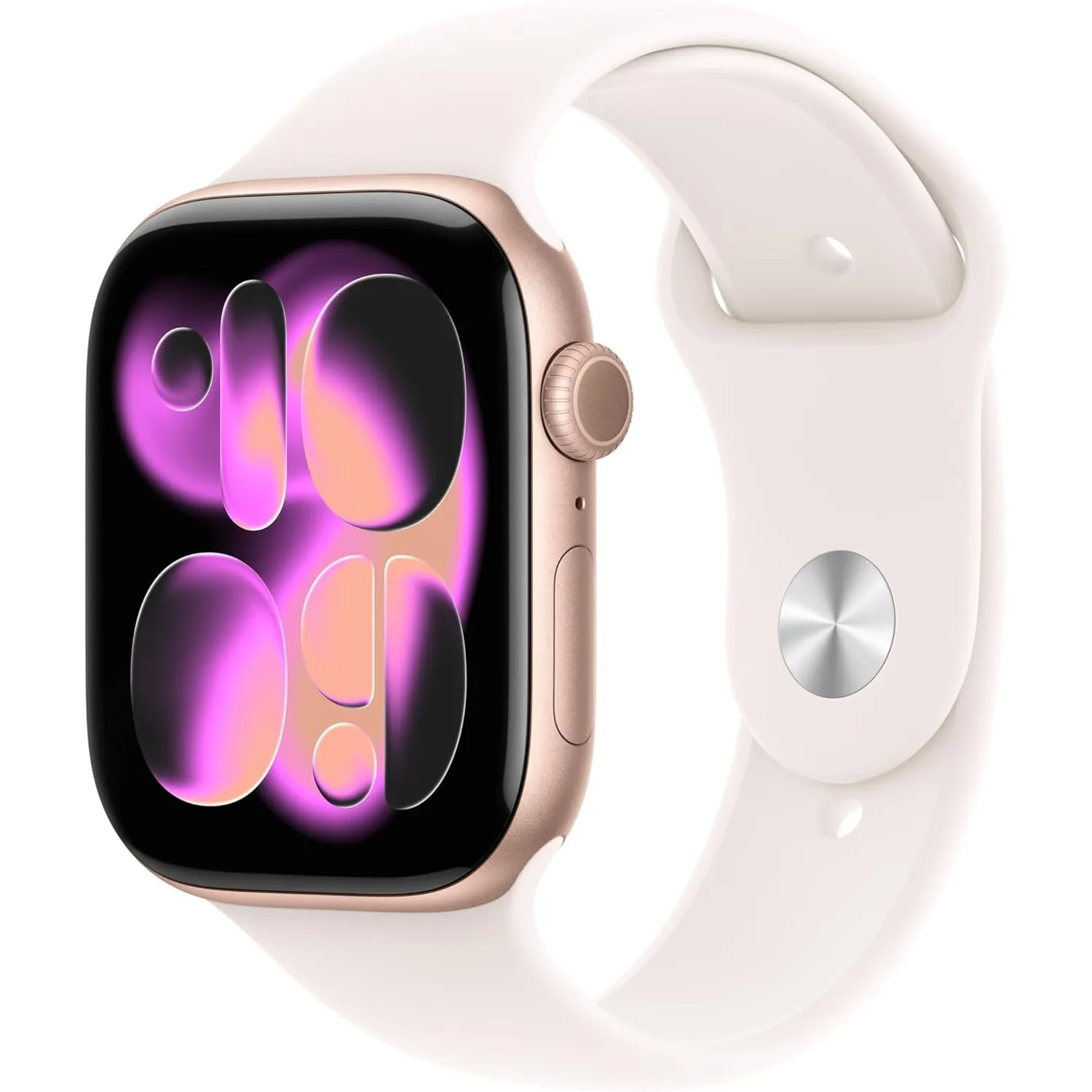 Apple Watch Series 11 GPS 46 mm Smartwatch mit Aluminiumgehäuse in Roségold und Sportarmband in Blassrosa (M/L). Schlaf…