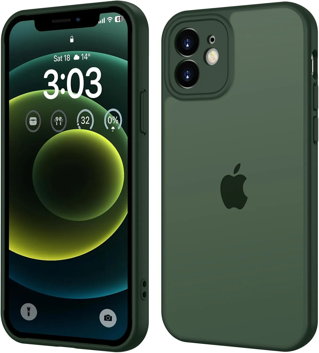 ORDA Case for iPhone 12 6.1 Inch, Full Camera Protection, Shockproof, Scratch-Resistant, Translucent Back Protective Ca…