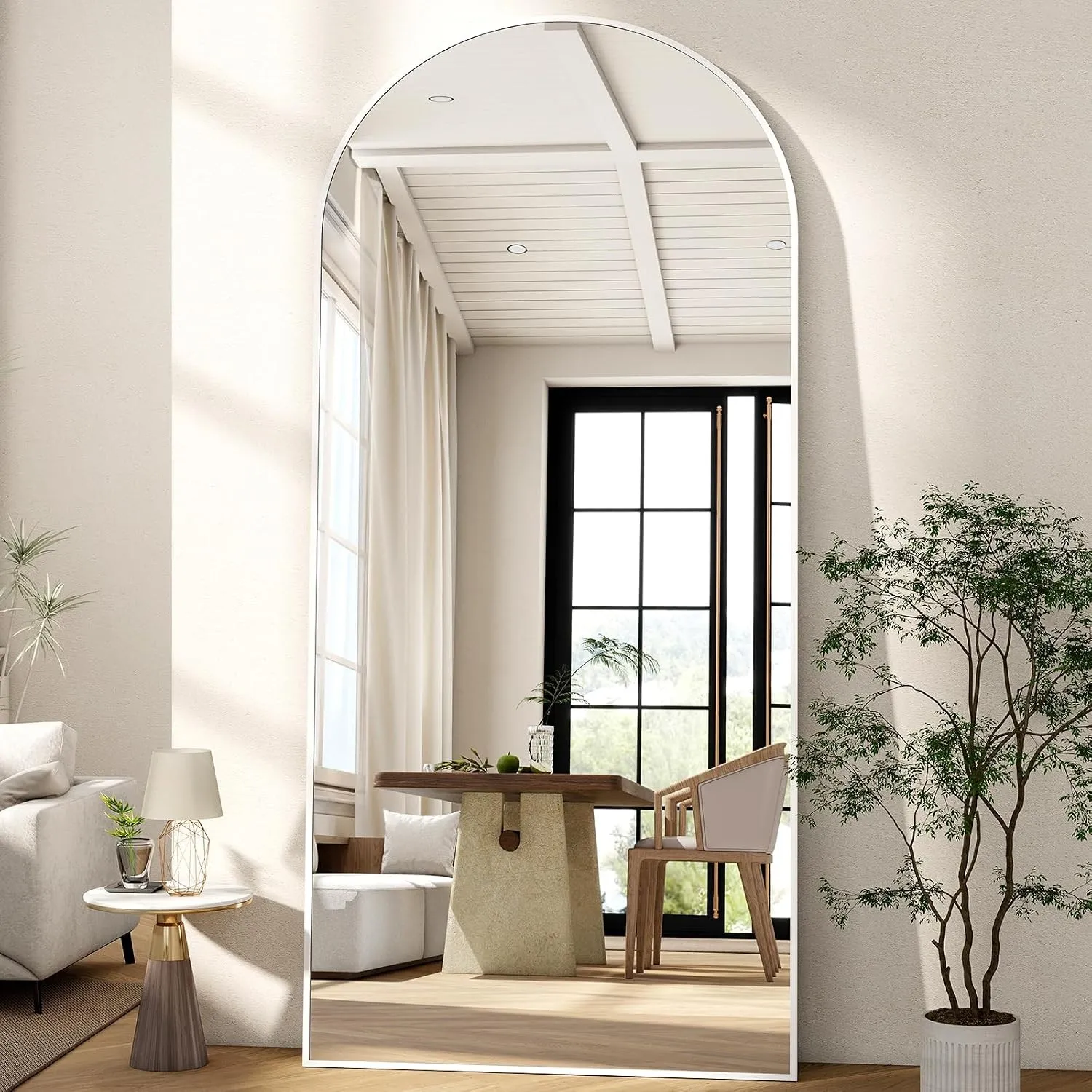 BEAUTYPEAK Großer Bogen Ganzkörperspiegel 180x67 cm, Gewölbter Standspiegel