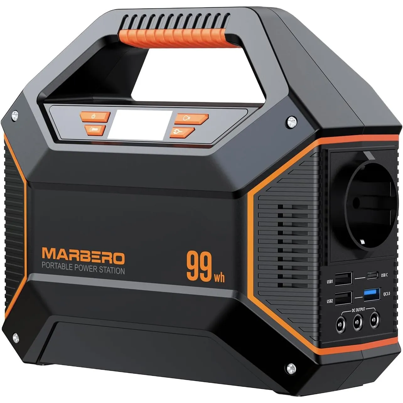 MARBERO Tragbare Powerstation 99Wh 27000mAh 230V 150W für Notfälle zu Hause | Tragbare Powerbank mit 230V AC, USB & DC.…