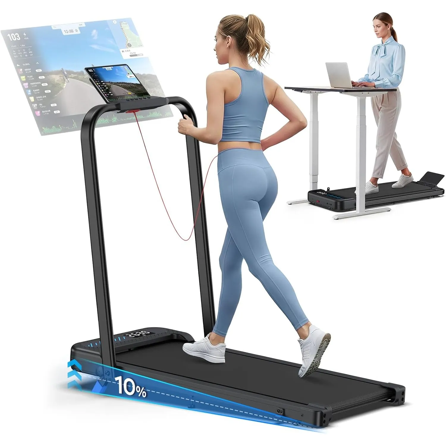 Cardirun Laufband für Zuhause Klappbar, 6 in 1 Walking Pad mit 10% Steigung