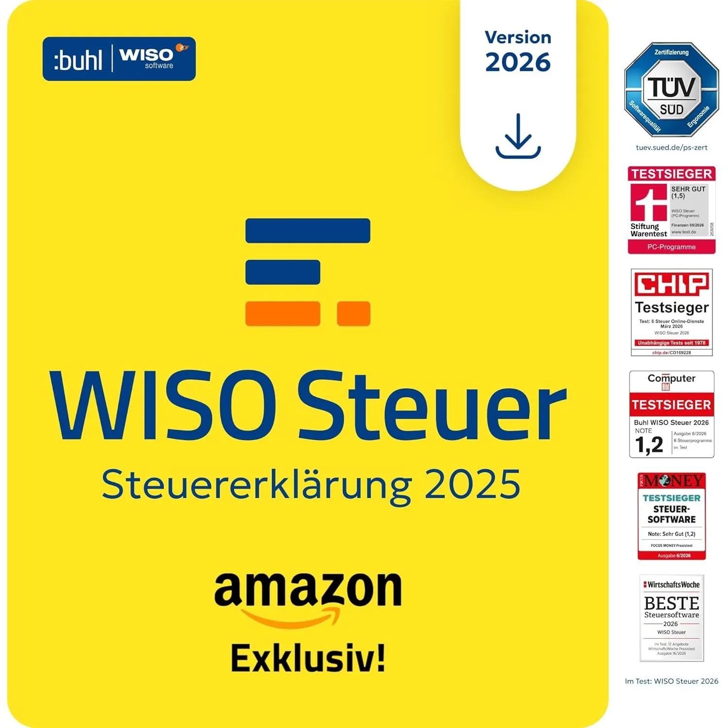 WISO Steuer 2026 Amazon Exclusiv (für Steuerjahr 2025) Für Windows, Mac, Smartphones und Tablets | Digitaler Download