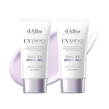 [2er Pack] d'Alba | Italienischer weißer Trüffel Waterfull Purple Tone-up Sunscreen 50ml, SPF/LSF 50+PA++++, Reiner und…