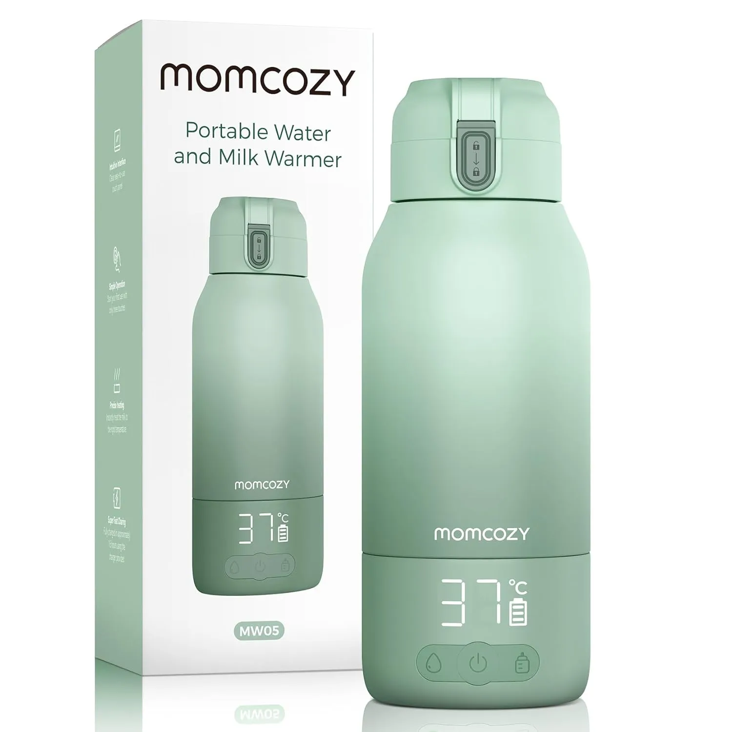 Momcozy MW05 Tragbarer Flaschenwärmer Baby für unterwegs, 500ml Kapazität + 24x Nutzung/Akku | TÜV-CE zertifizierter Fl…
