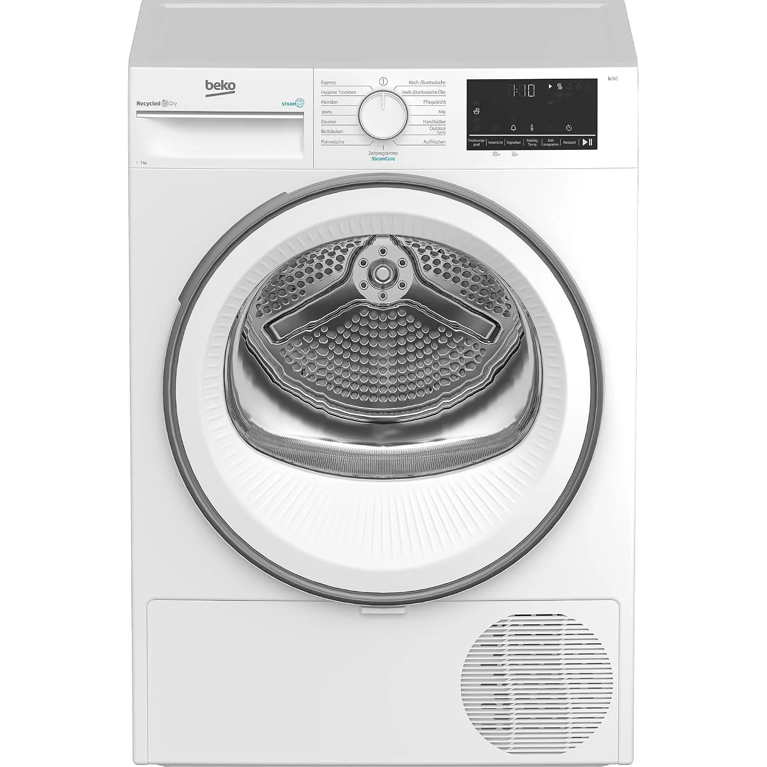 Beko B3T41239A Trockner, 7 kg, Wärmepumpentrockner, Dampffunktion, Knitterschutz, Sensortrocknung, AquaWave Schontromme…