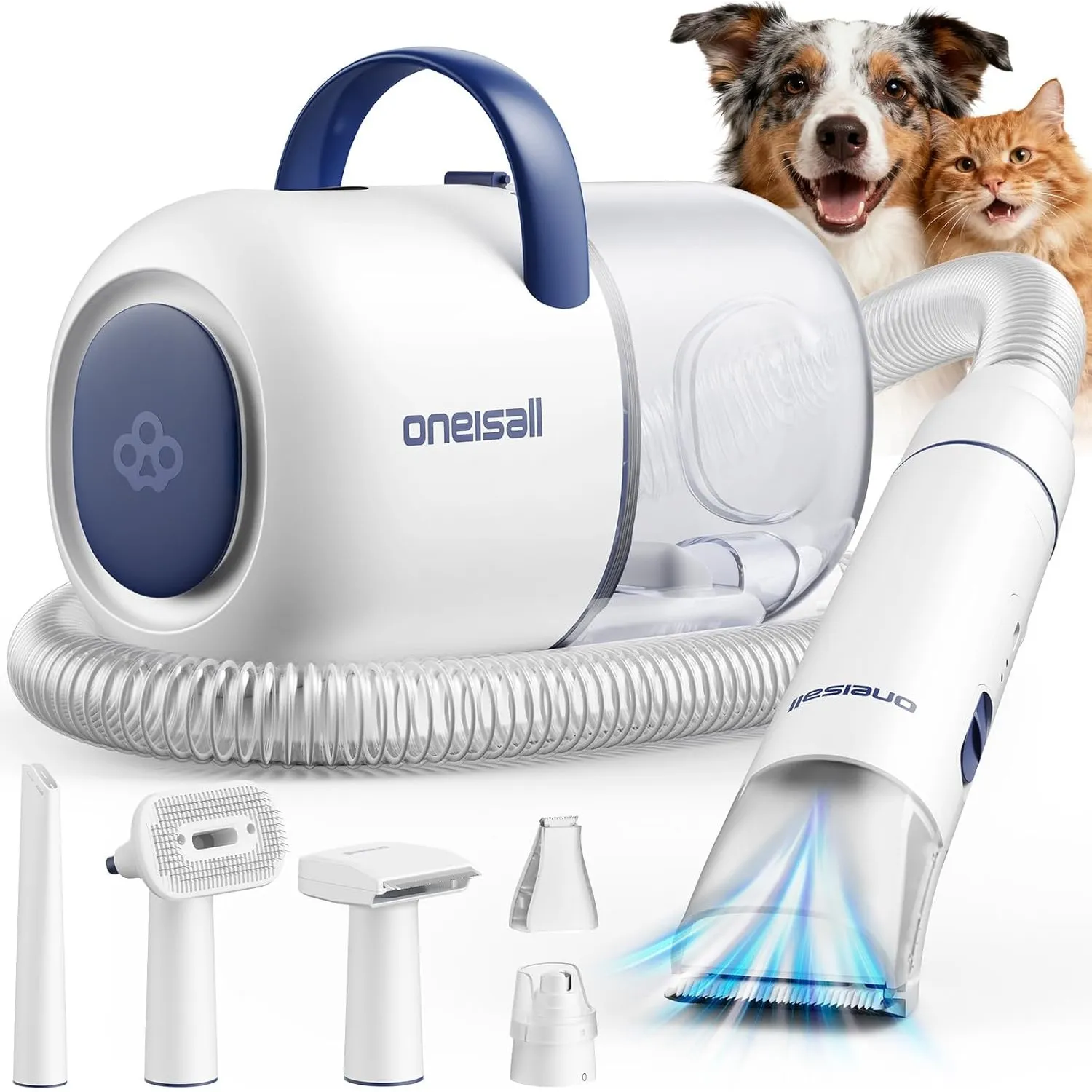 oneisall Hundeschermaschine mit Staubsauger | 15000Pa Super Saugkraft, Saugt 99.99% der Tierhaare, Leise Schermaschine …