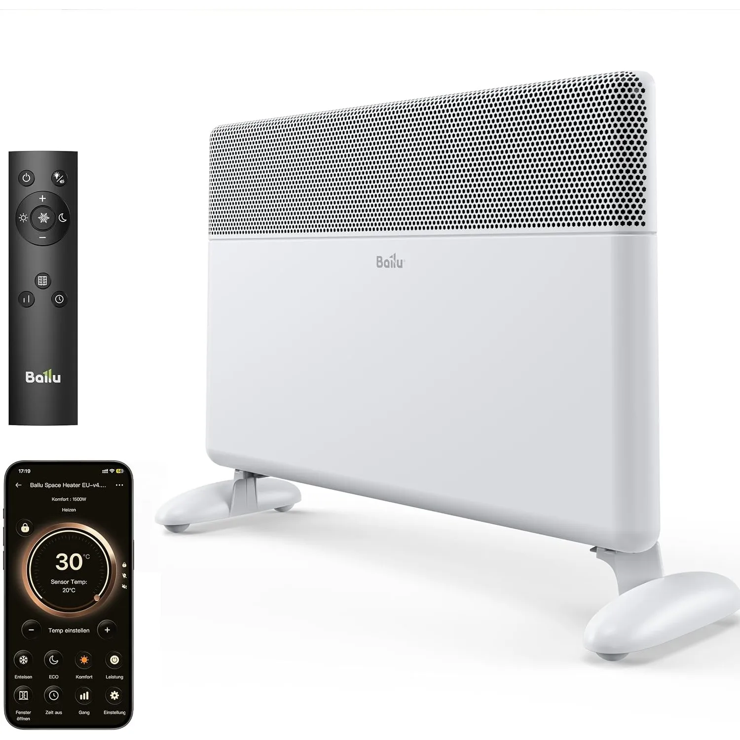 Ballu 1500W WLAN Elektroheizung Konvektor Heizung Wandmontage & Standgerät