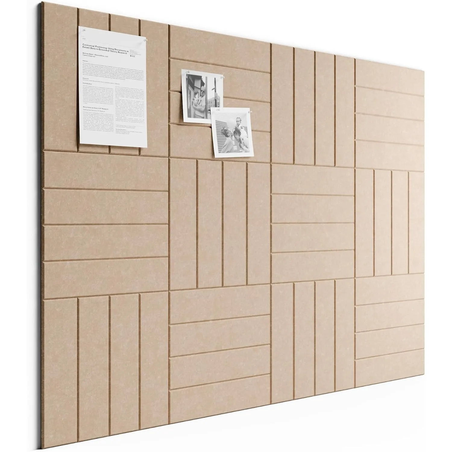 Bumusty Große Filz Pinnwand 120 x 90 cm, 12er-Pack, Taupe | Pinnwand Modern Korktafel-Alternative mit 64 Klebepads, Vis…