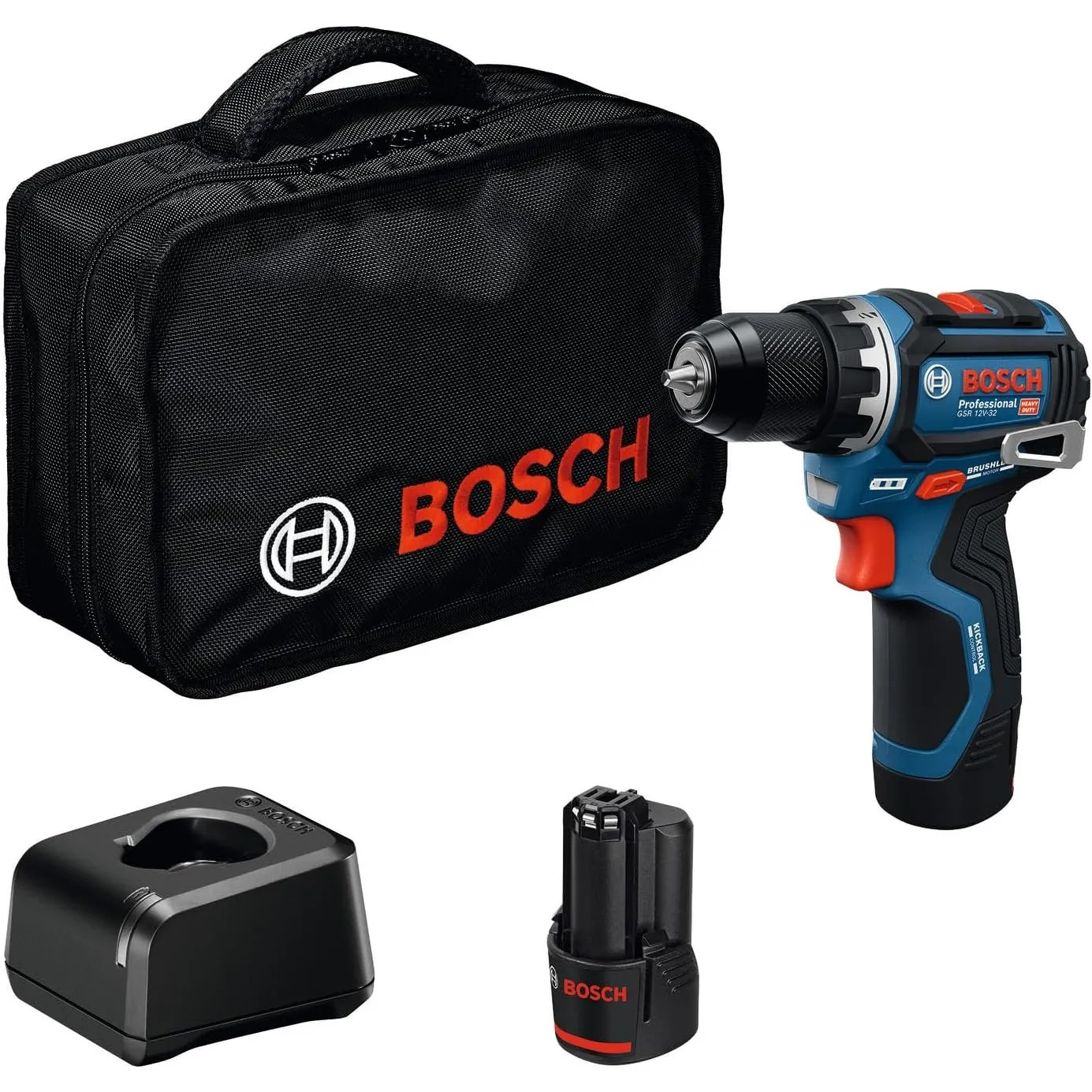 Bosch Professional 12V System Akku-Bohrschrauber GSR 12V-32 (Advanced Kickback Control, bürstenloser Motor, inkl. 2,0-A…